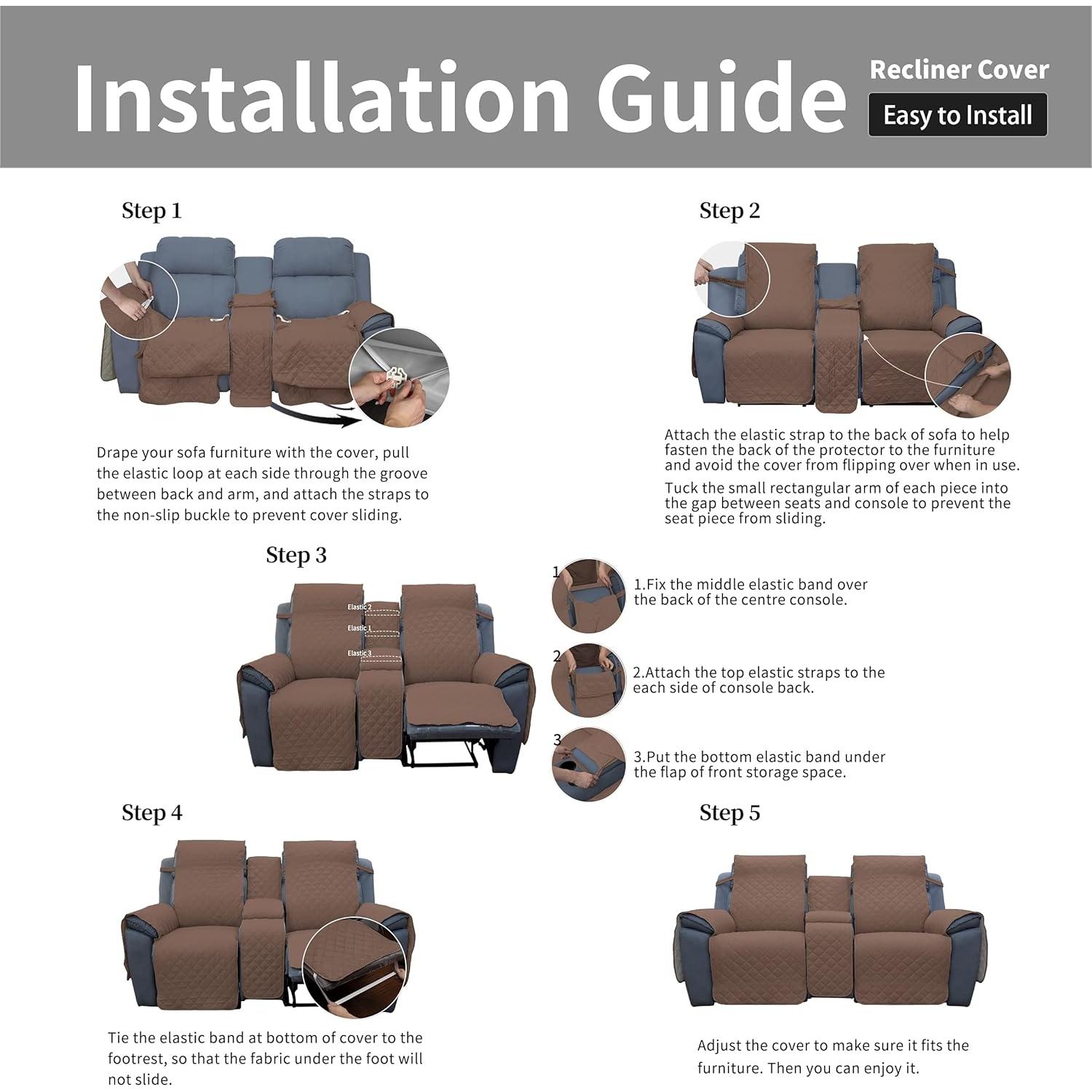 Funda Sofá Loveseat Recliner Easy-Going 2 Asientos Marrón/Beige