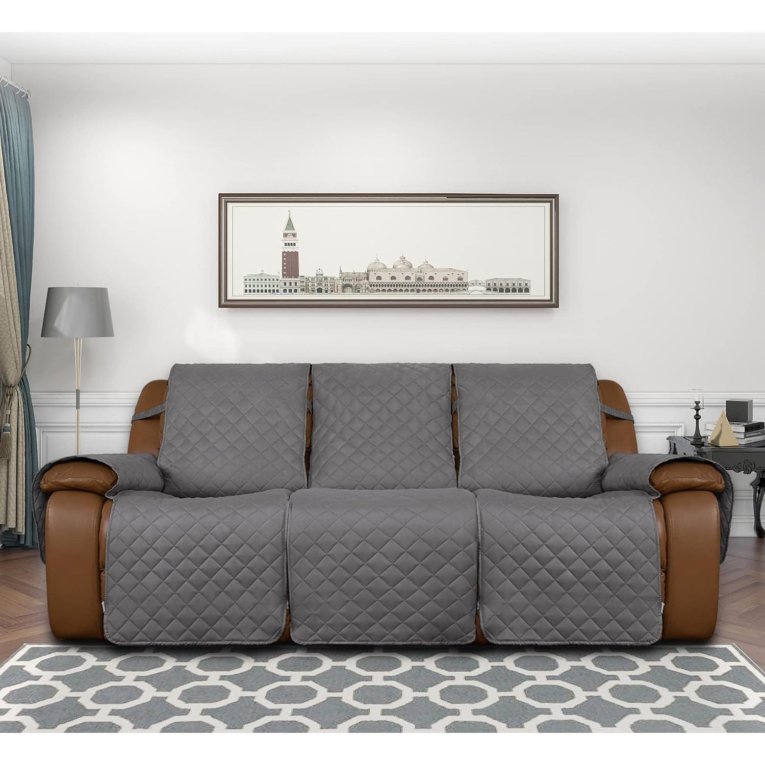 Funda Sofá Recliner Easy-Going 3 Plazas Gris Claro Antideslizante