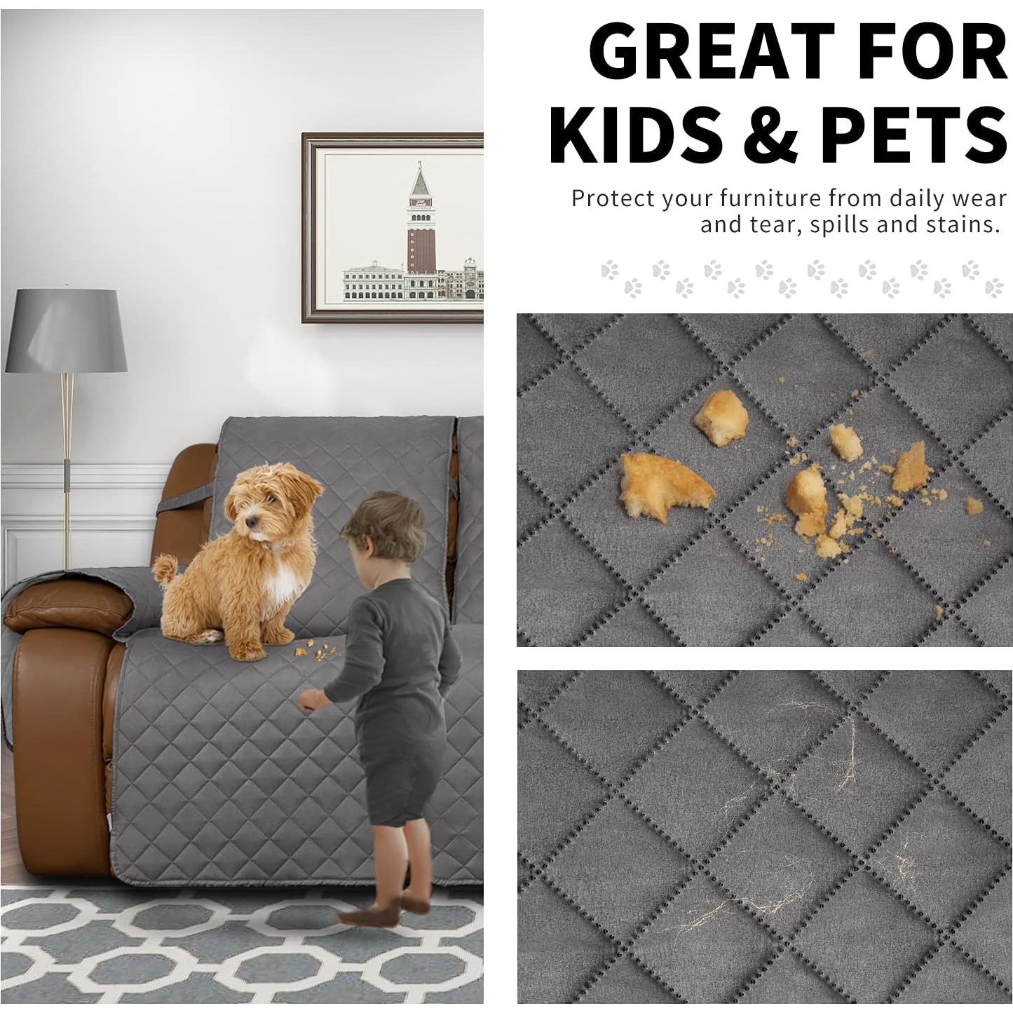 Funda Sofá Recliner Easy-Going 3 Plazas Gris Claro Antideslizante