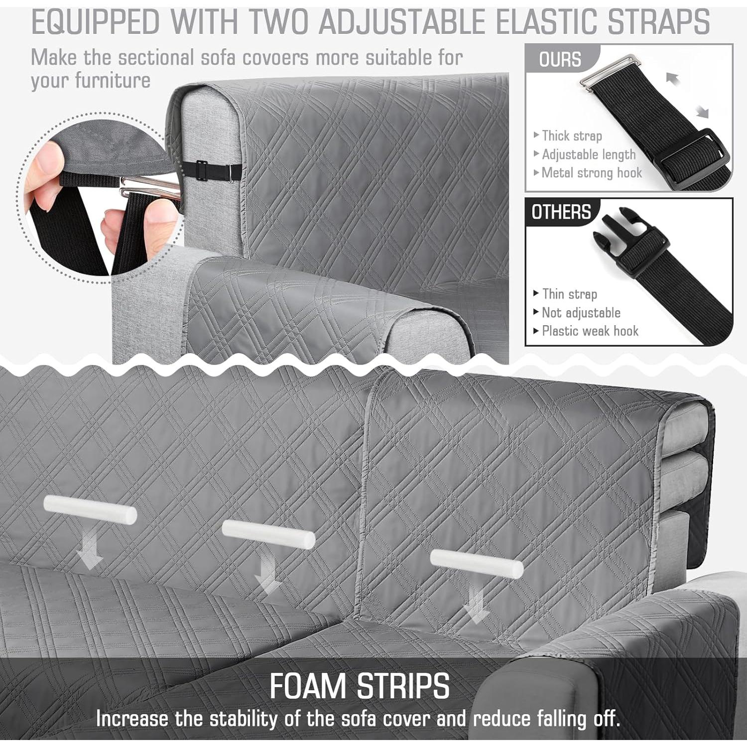 Funda Impermeable para Sofá Seccional TAOCOCO Grande Gris