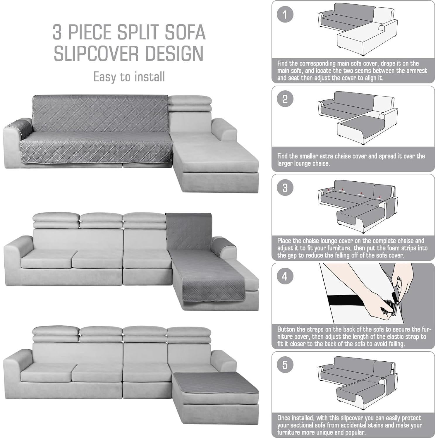 Funda Impermeable para Sofá Seccional TAOCOCO Grande Gris