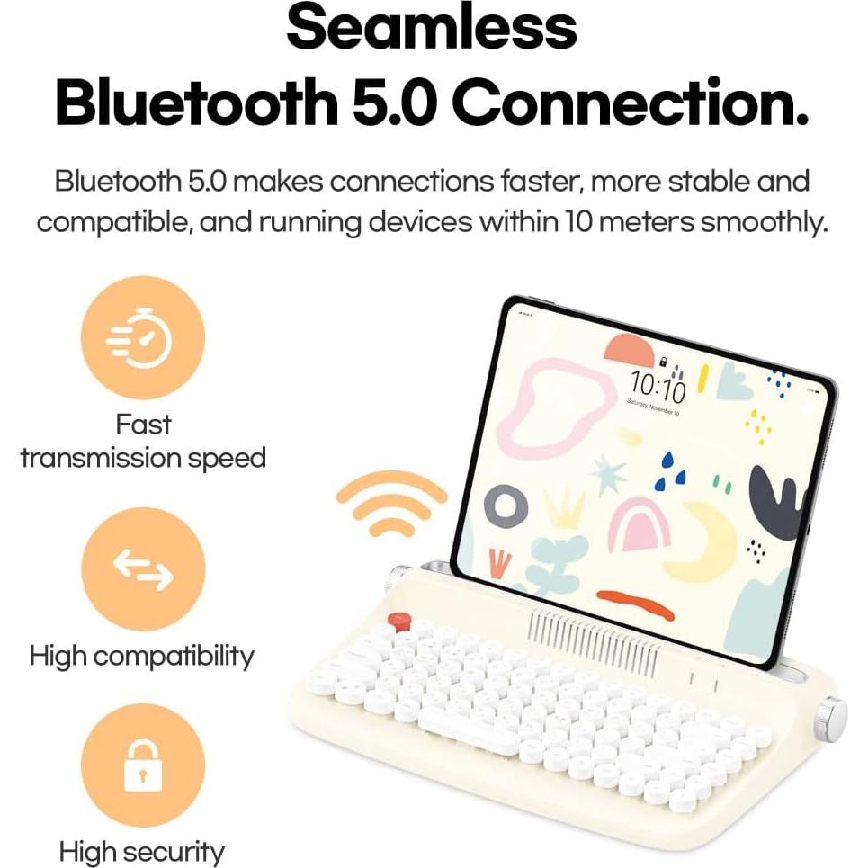 Teclado Inalámbrico Adventurers Retro Bluetooth 5.0 32.77 cm