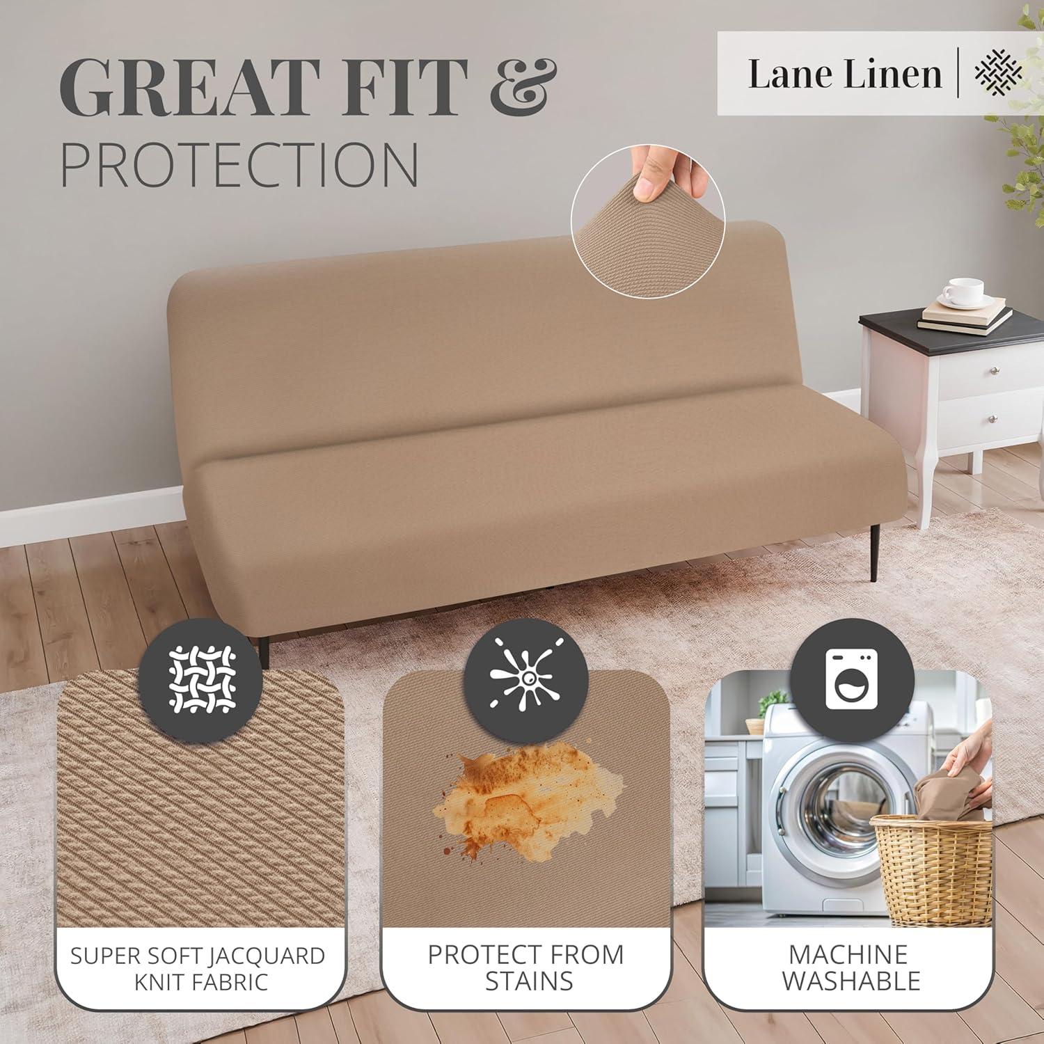 Funda de Sofá Futon LANE LINEN Taupe Ajuste Elástico 1 Pieza
