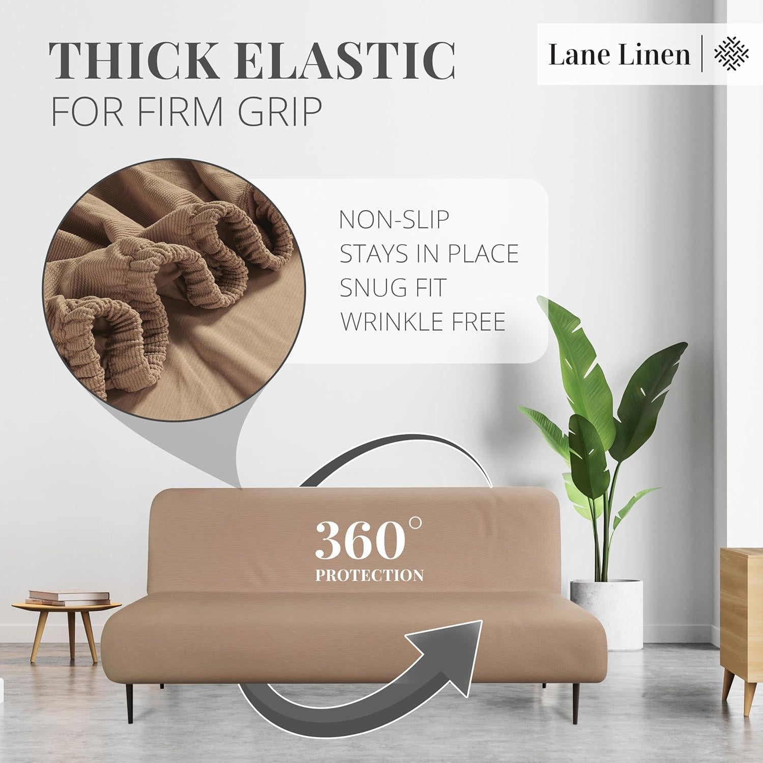 Funda de Sofá Futon LANE LINEN Taupe Ajuste Elástico 1 Pieza