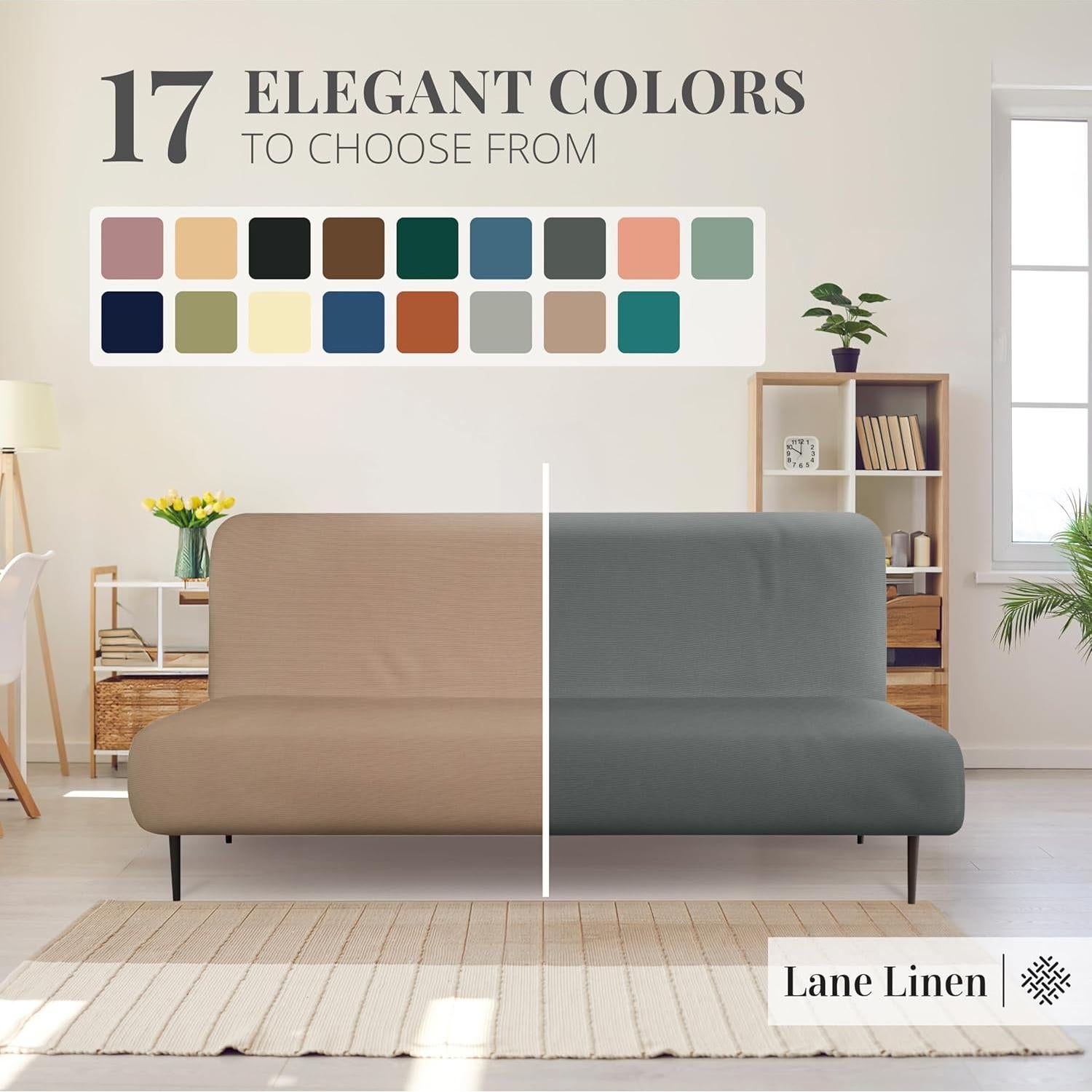 Funda de Sofá Futon LANE LINEN Taupe Ajuste Elástico 1 Pieza