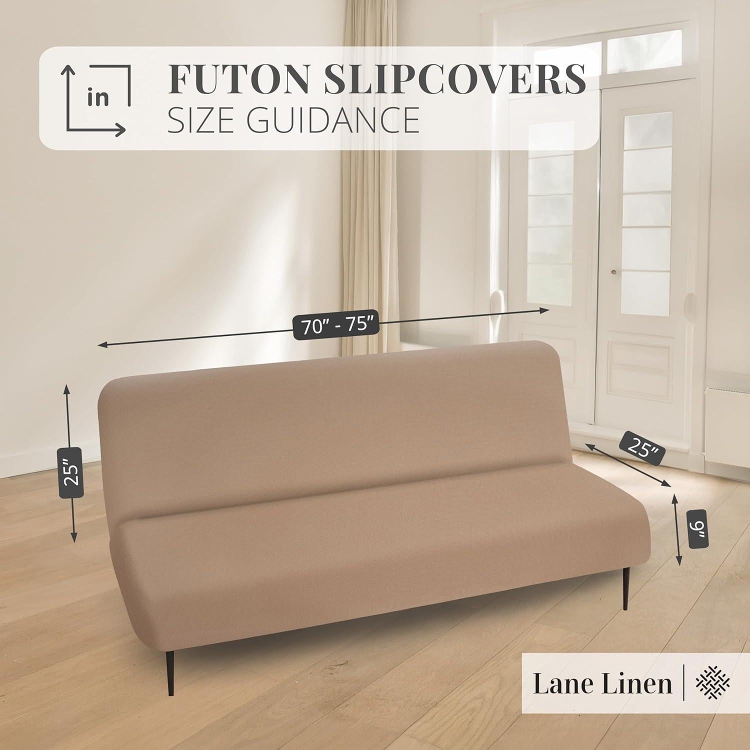 Funda de Sofá Futon LANE LINEN Taupe Ajuste Elástico 1 Pieza