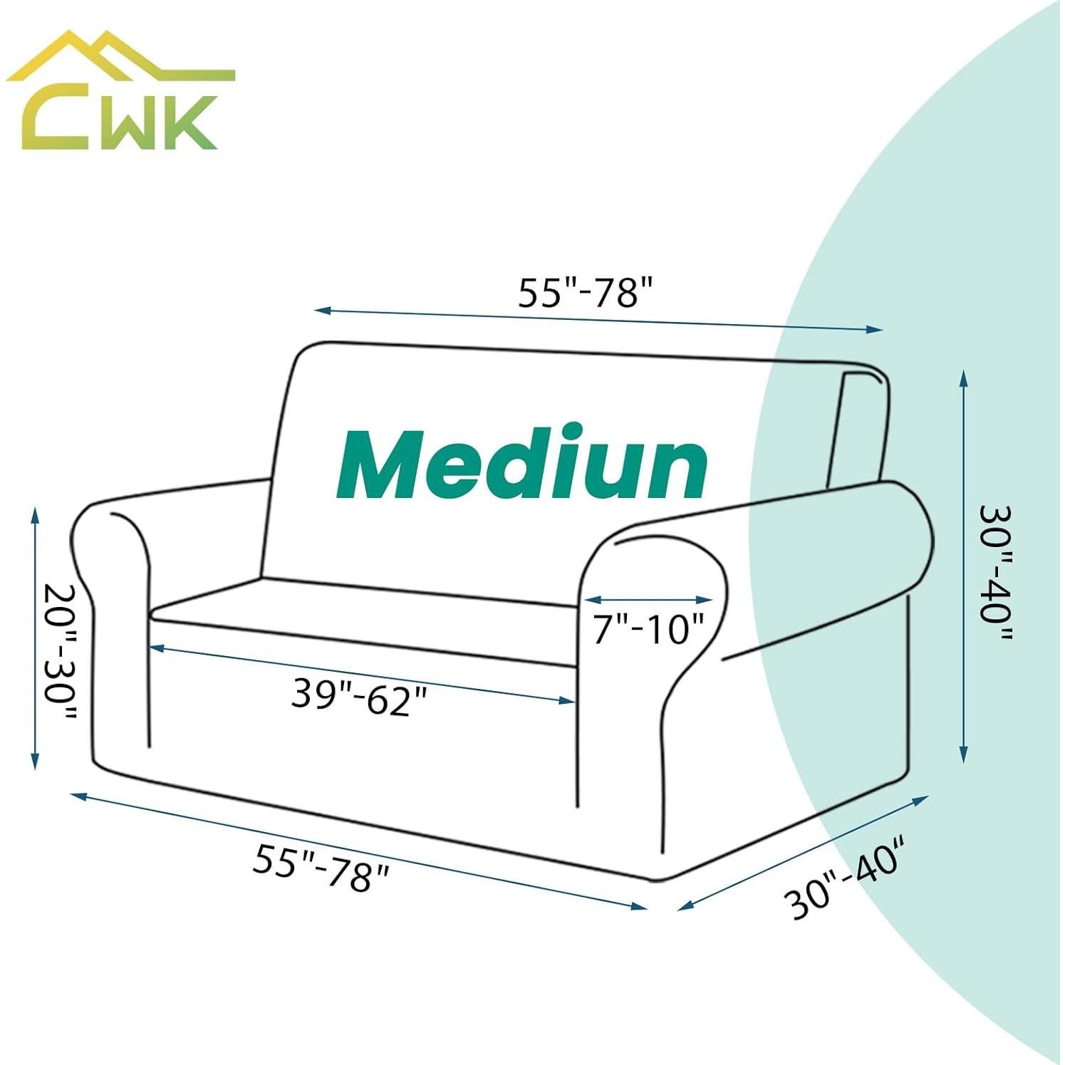 Funda de Sofá Stretch CWK Mediana Verde Grisáceo Antideslizante