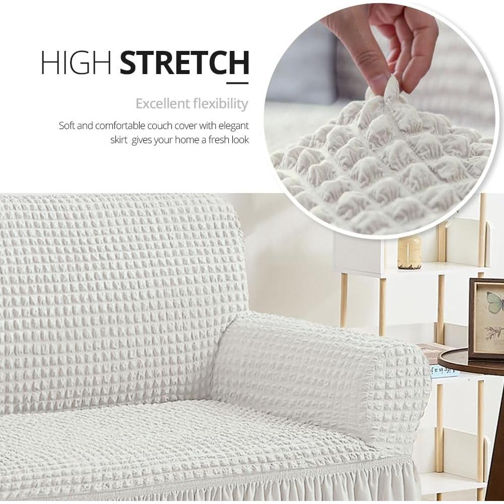 Funda de Sofá NICEEC Marfil Universal 3 Plazas Ajustable