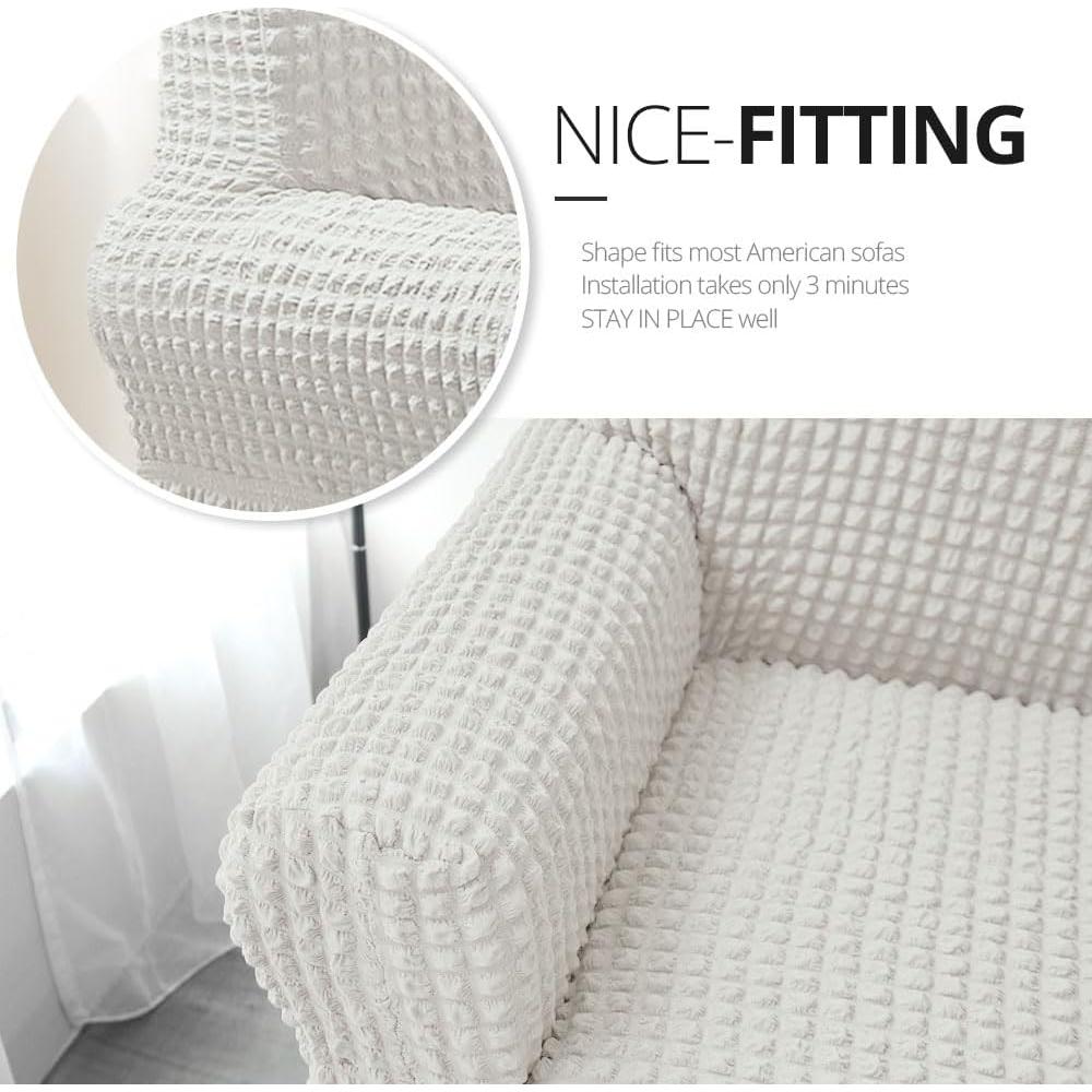 Funda de Sofá NICEEC Marfil Universal 3 Plazas Ajustable