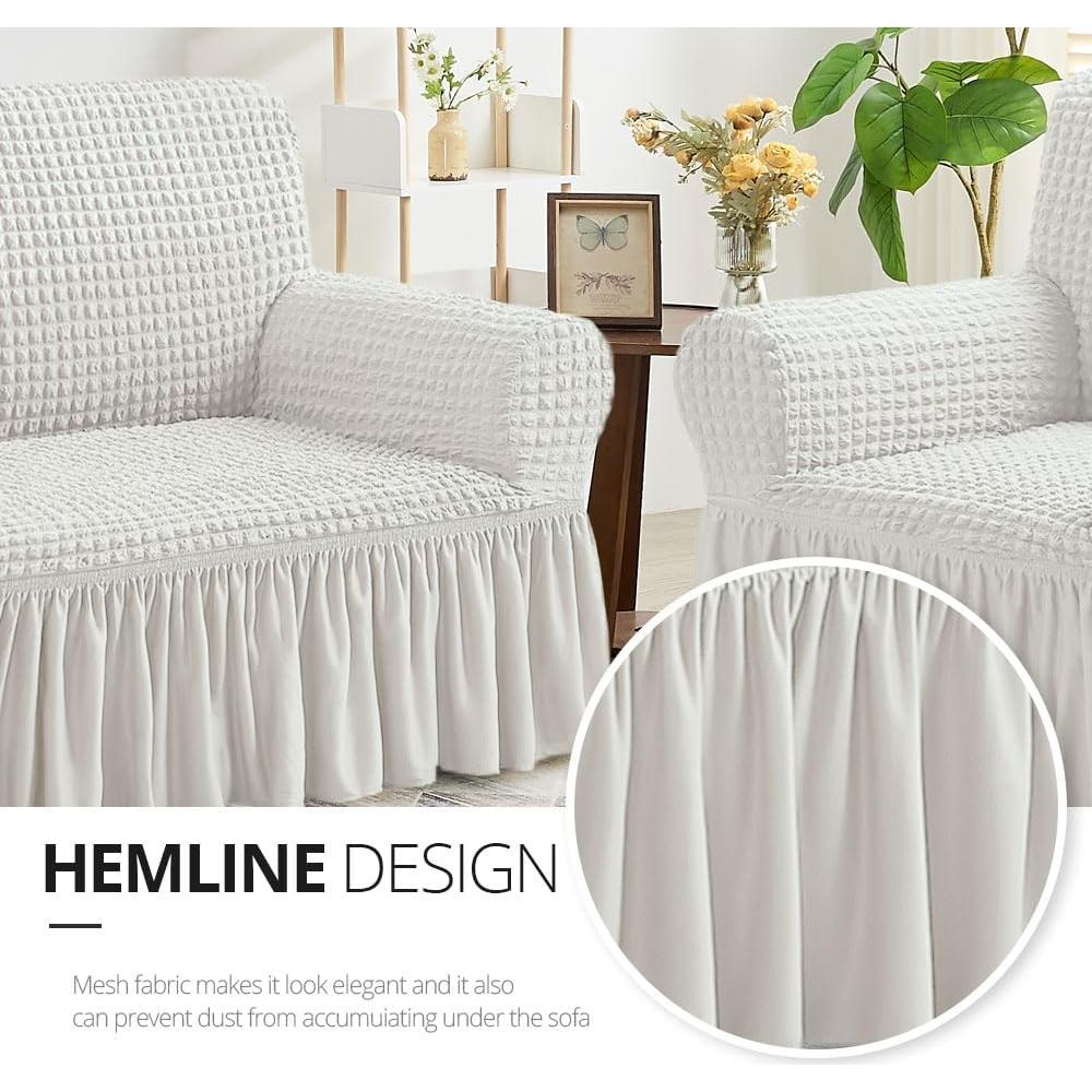 Funda de Sofá NICEEC Marfil Universal 3 Plazas Ajustable