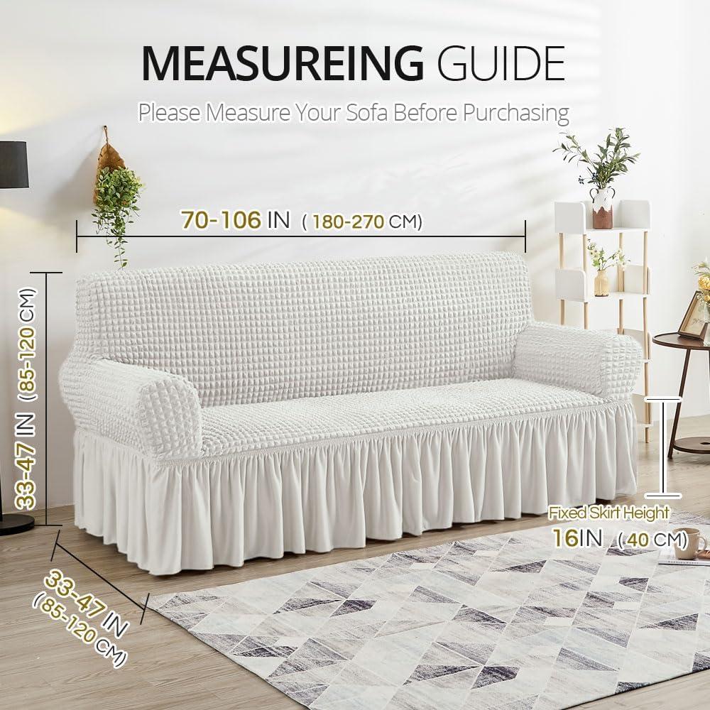Funda de Sofá NICEEC Marfil Universal 3 Plazas Ajustable