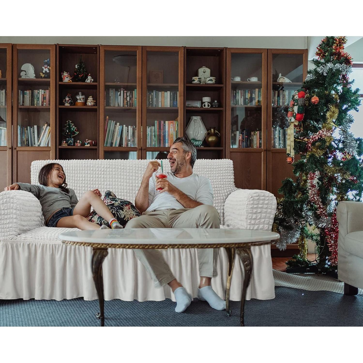 Funda de Sofá NICEEC Marfil Universal 3 Plazas Ajustable