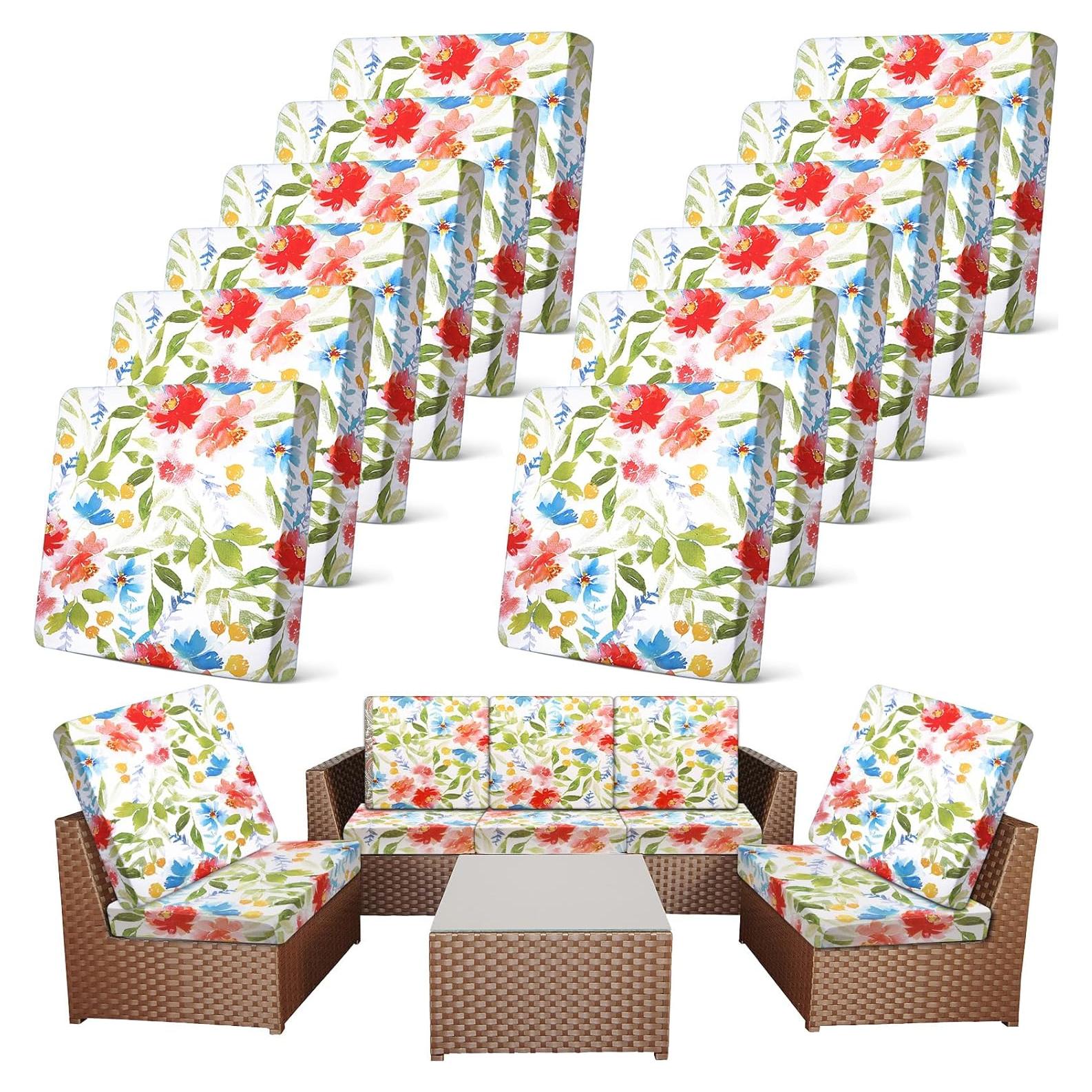 Fundas de Cojín de Patio Newwiee 12 Pcs Estirables