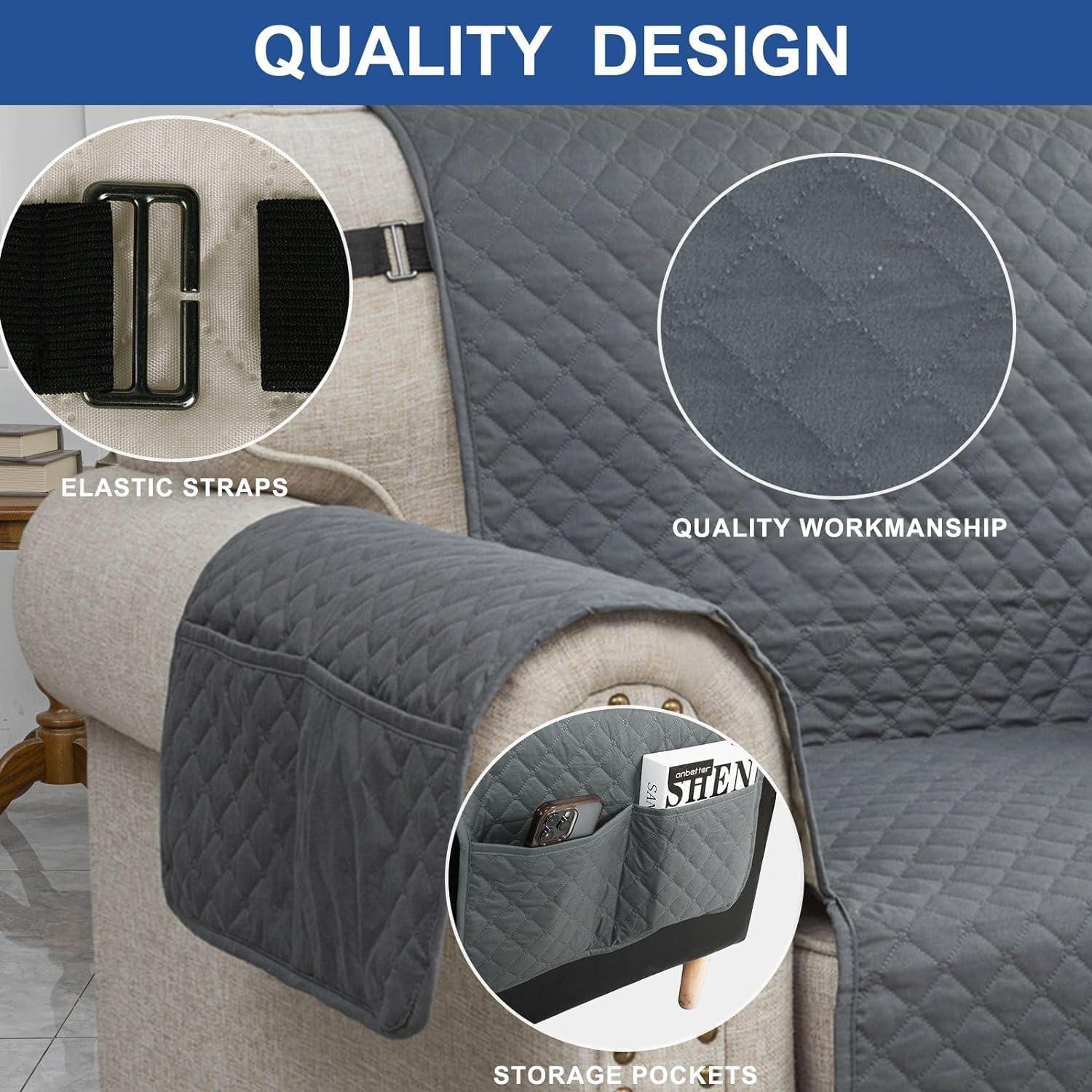 Funda de Sofá Acolchada Impermeable XINEAGE 69" Gris Oscuro