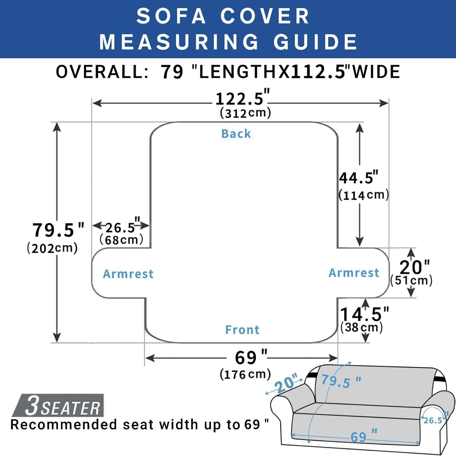 Funda de Sofá Acolchada Impermeable XINEAGE 69" Gris Oscuro