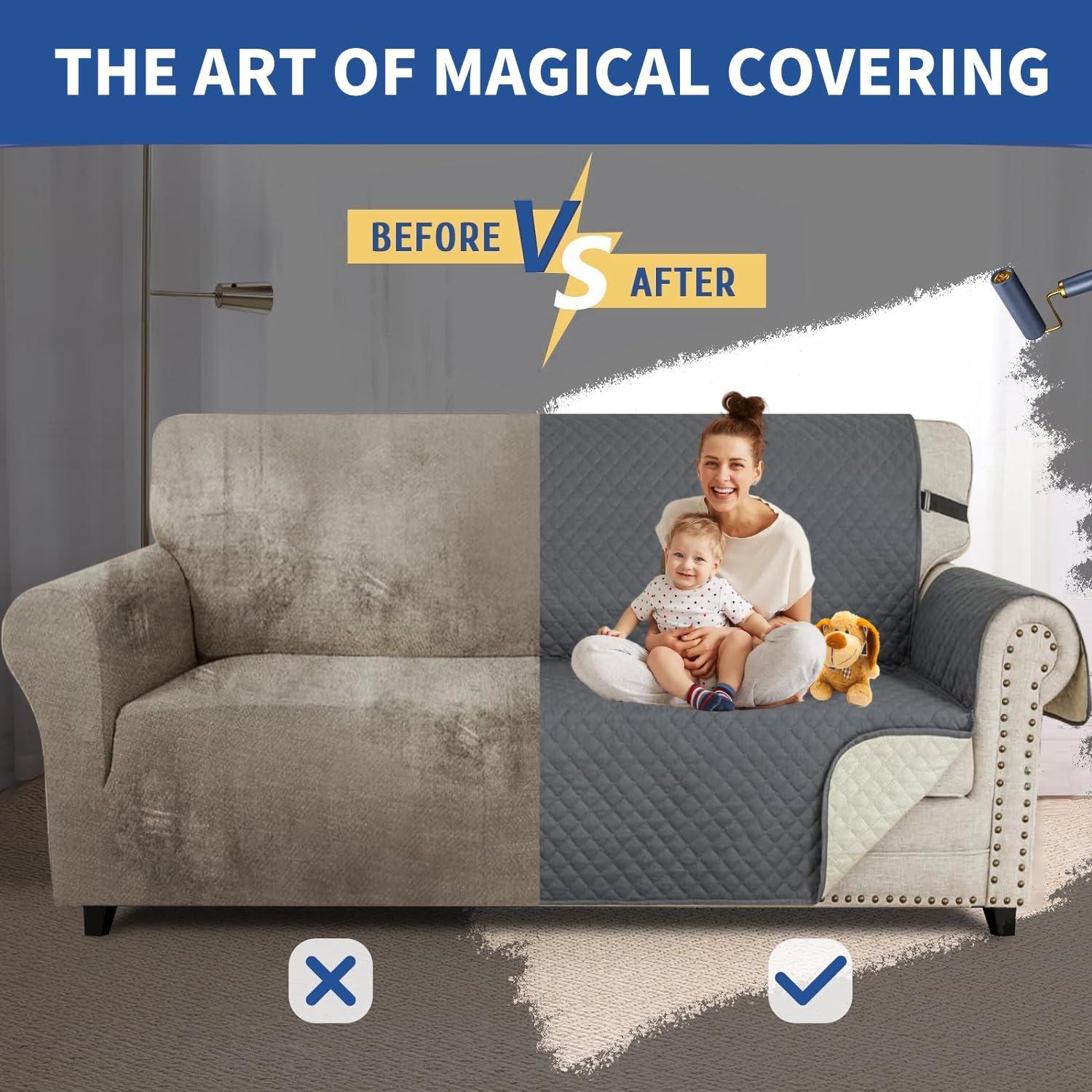 Funda de Sofá Acolchada Impermeable XINEAGE 69" Gris Oscuro