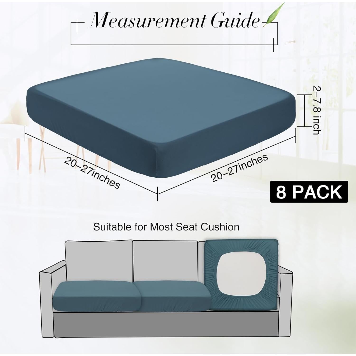 Fundas de Cojines Newwiee 8 Piezas Impermeables 50-68 cm