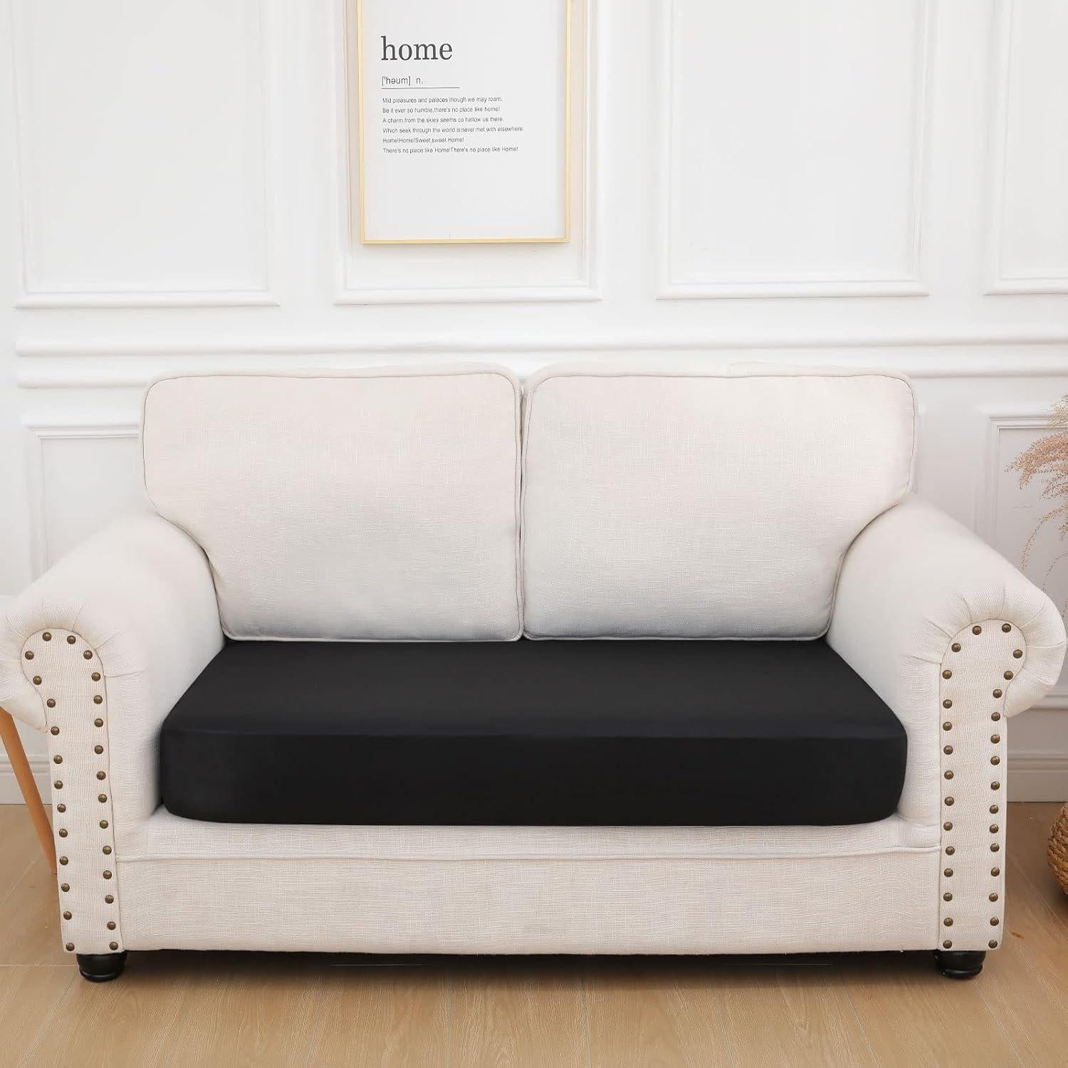 Cubierta de cojín de sofá impermeable hyha mediana negra