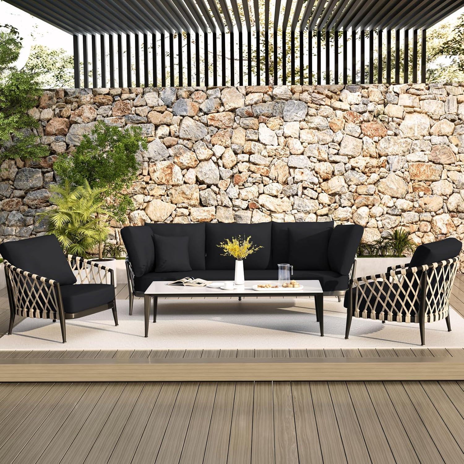 Cubierta de cojín de sofá impermeable hyha mediana negra