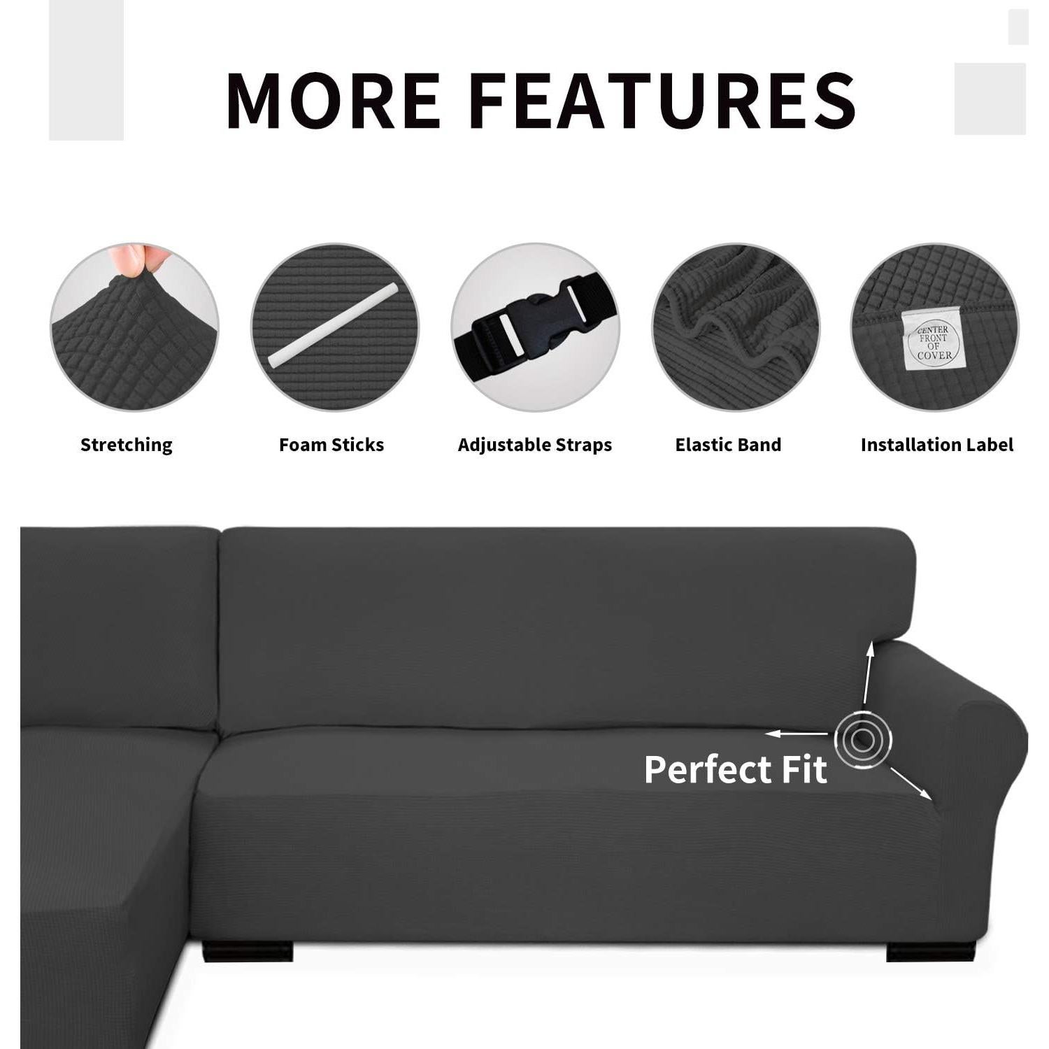 Funda de Sofá Easy-Going 2 Piezas Jacquard Gris Oscuro