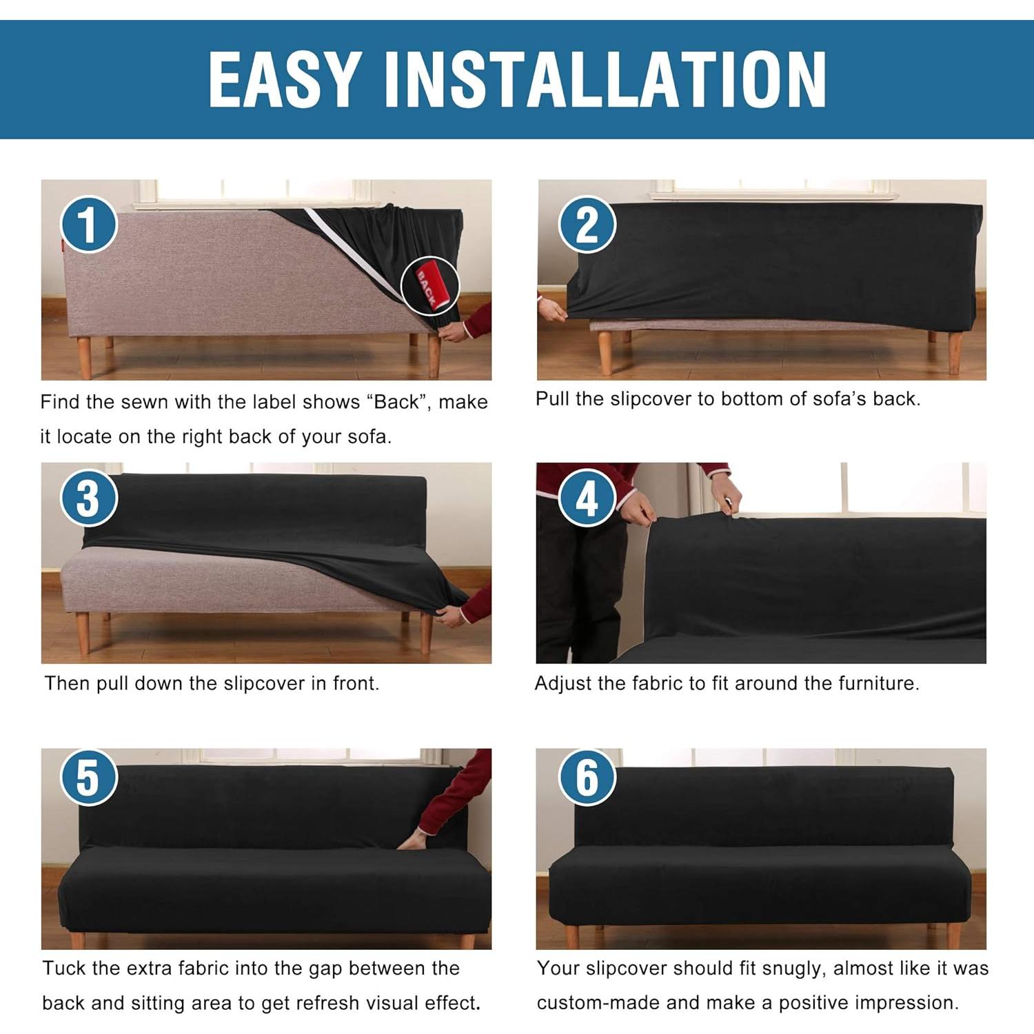 Funda de Terciopelo H.VERSAILTEX para Sofá Futón Negro