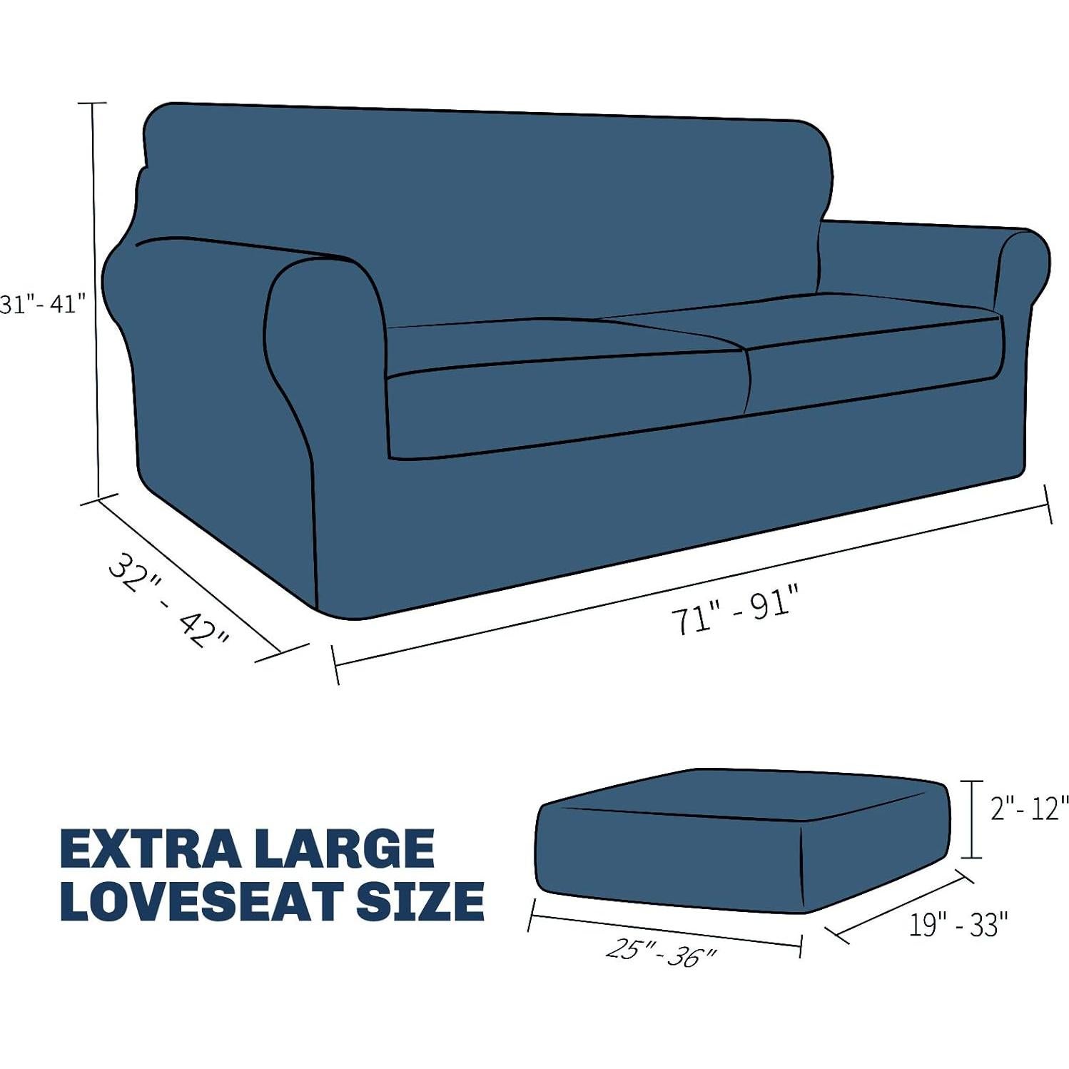 Funda de Sofá JIVINER 3 Piezas Loveseat XL Gris Oscuro