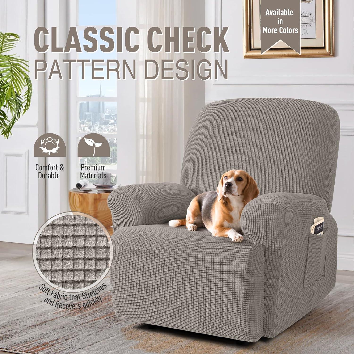 Funda Reclinable TAOCOCO 4 Piezas 1 Asiento Marrón Claro