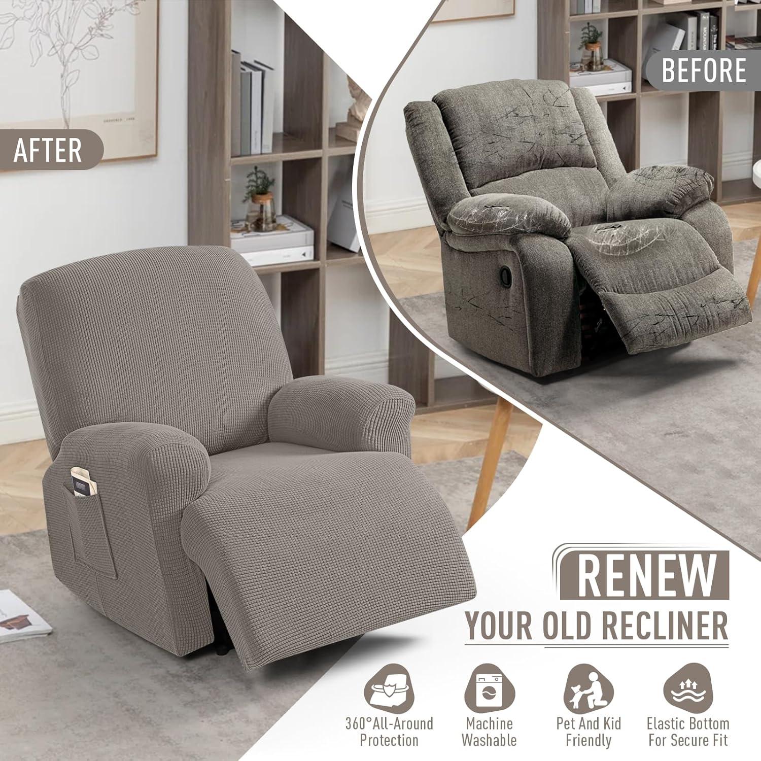 Funda Reclinable TAOCOCO 4 Piezas 1 Asiento Marrón Claro