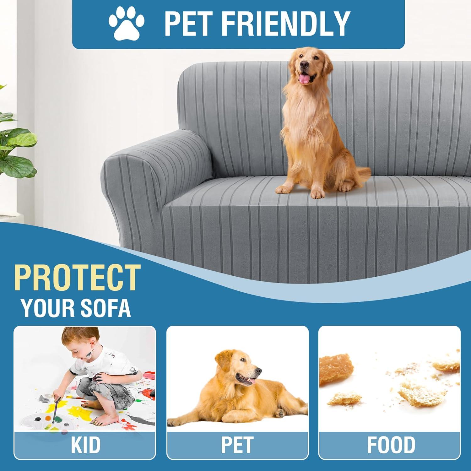 Funda de Sofá H.VERSAILTEX Gris 3 Plazas Rayas Jacquard