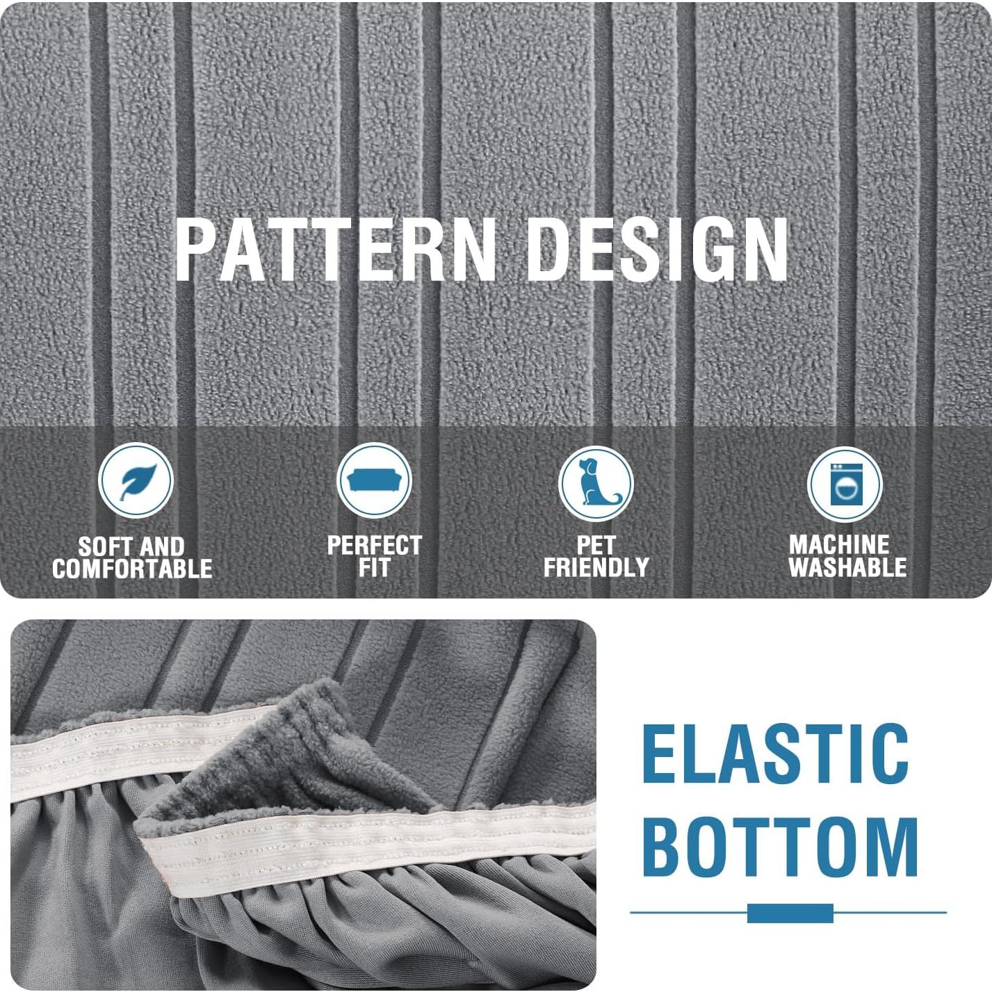 Funda de Sofá H.VERSAILTEX Gris 3 Plazas Rayas Jacquard