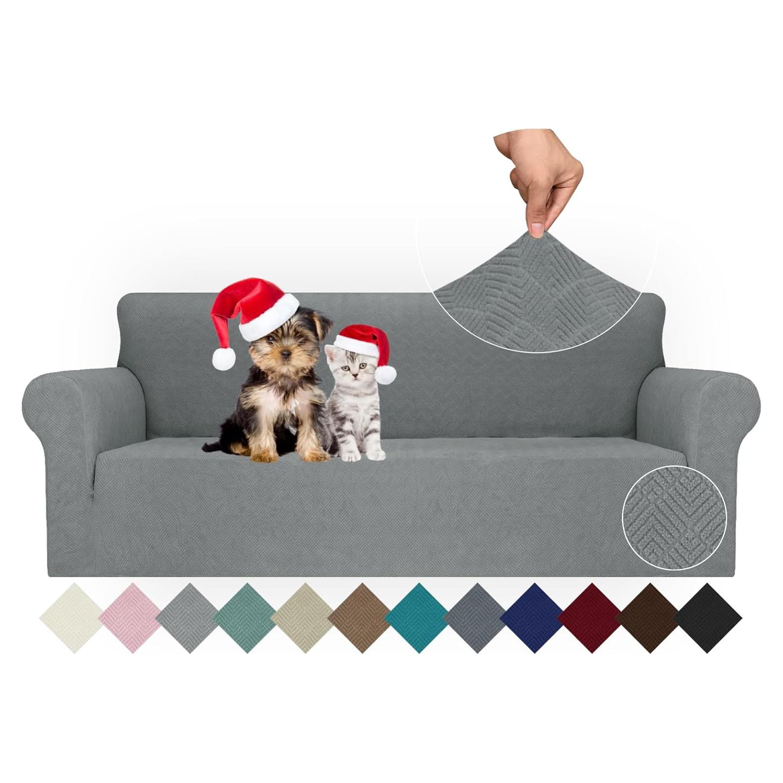 Funda de Sofá JIVINER Elástica 3 Cojines Rombo Gris Claro