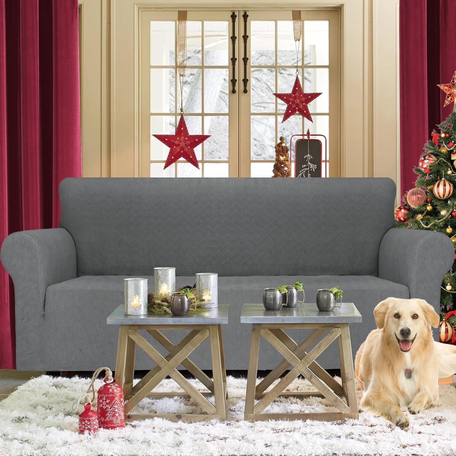 Funda de Sofá JIVINER Elástica 3 Cojines Rombo Gris Claro