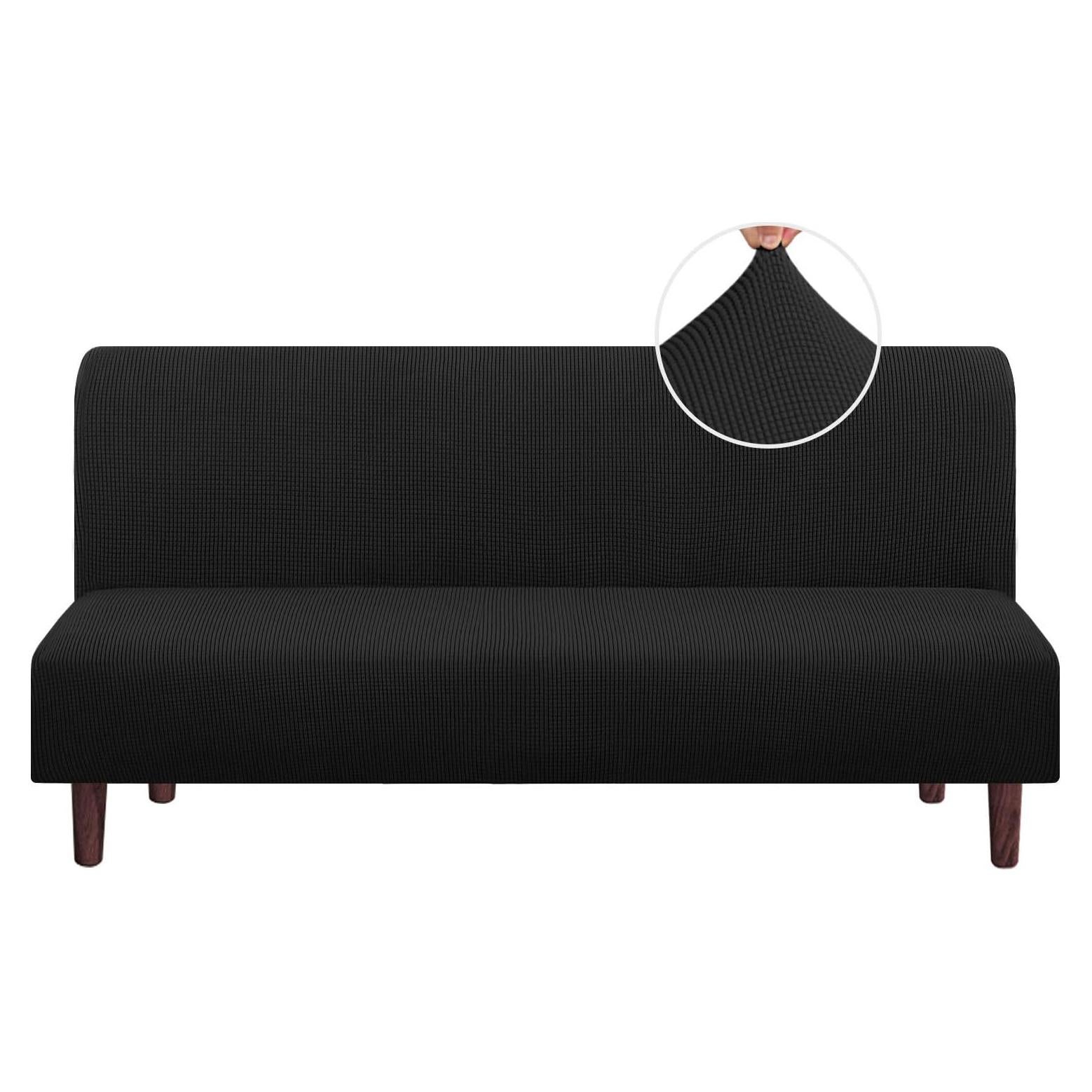 Funda de Futón Elástica PrinceDeco Negra Jacquard 215 cm