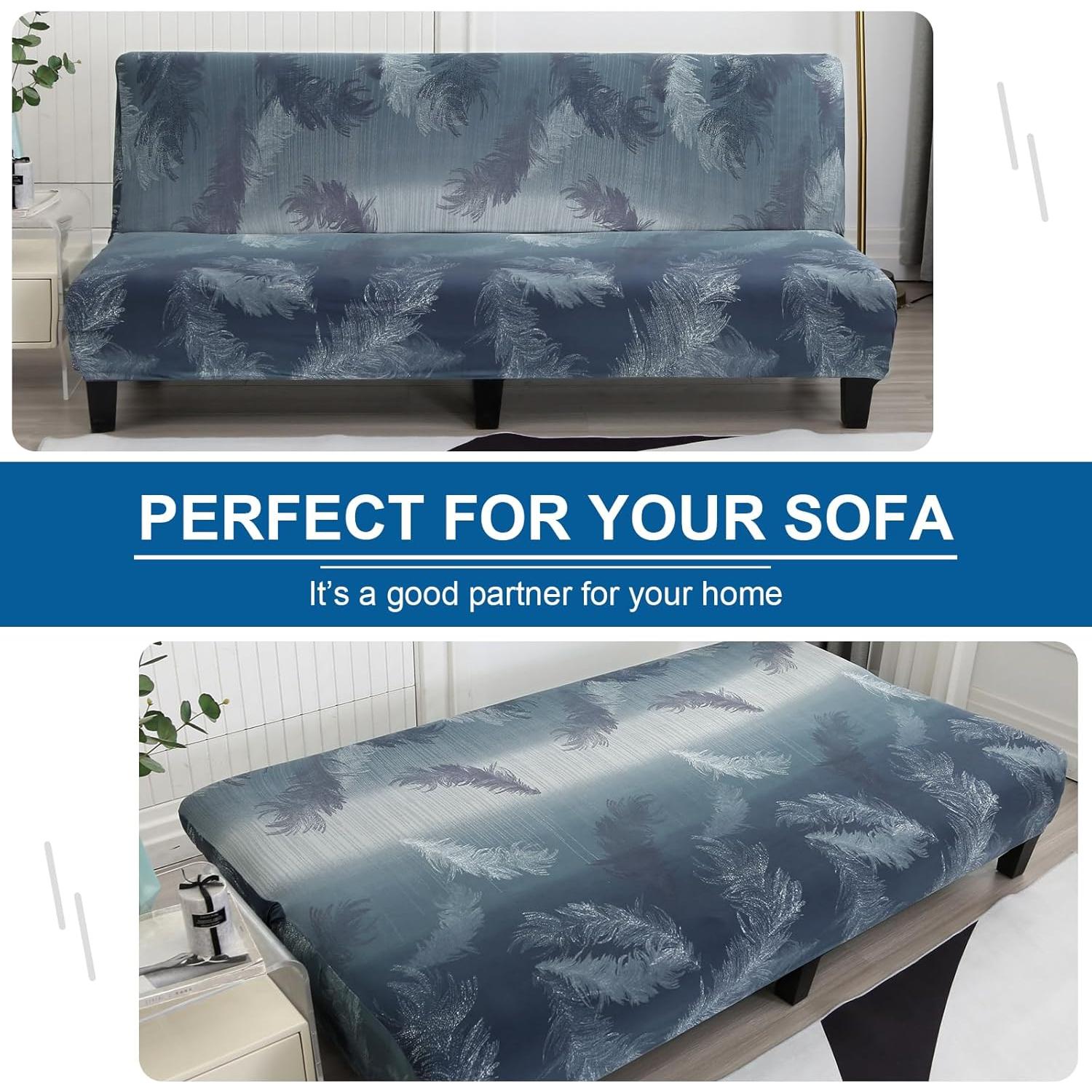 Funda de Sofá Cama Sin Brazos MIFXIN Pluma Azul 180-210 cm