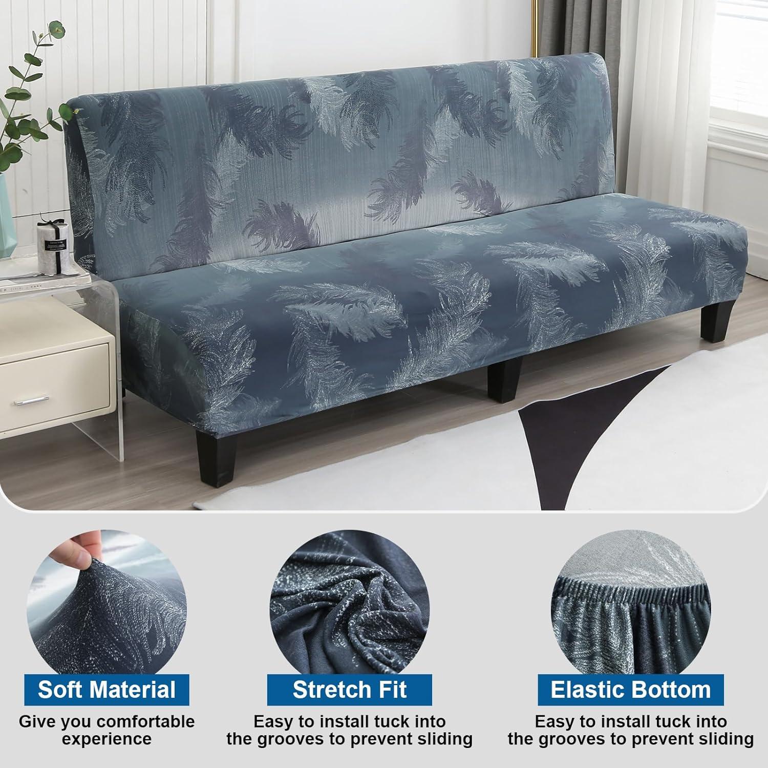 Funda de Sofá Cama Sin Brazos MIFXIN Pluma Azul 180-210 cm