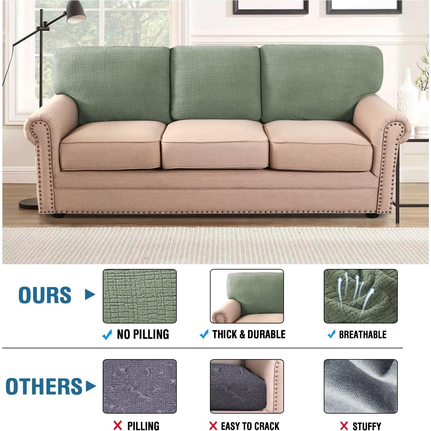 H.VERSAILTEX Funda Sofá 3 Piezas Jacquard Antideslizante