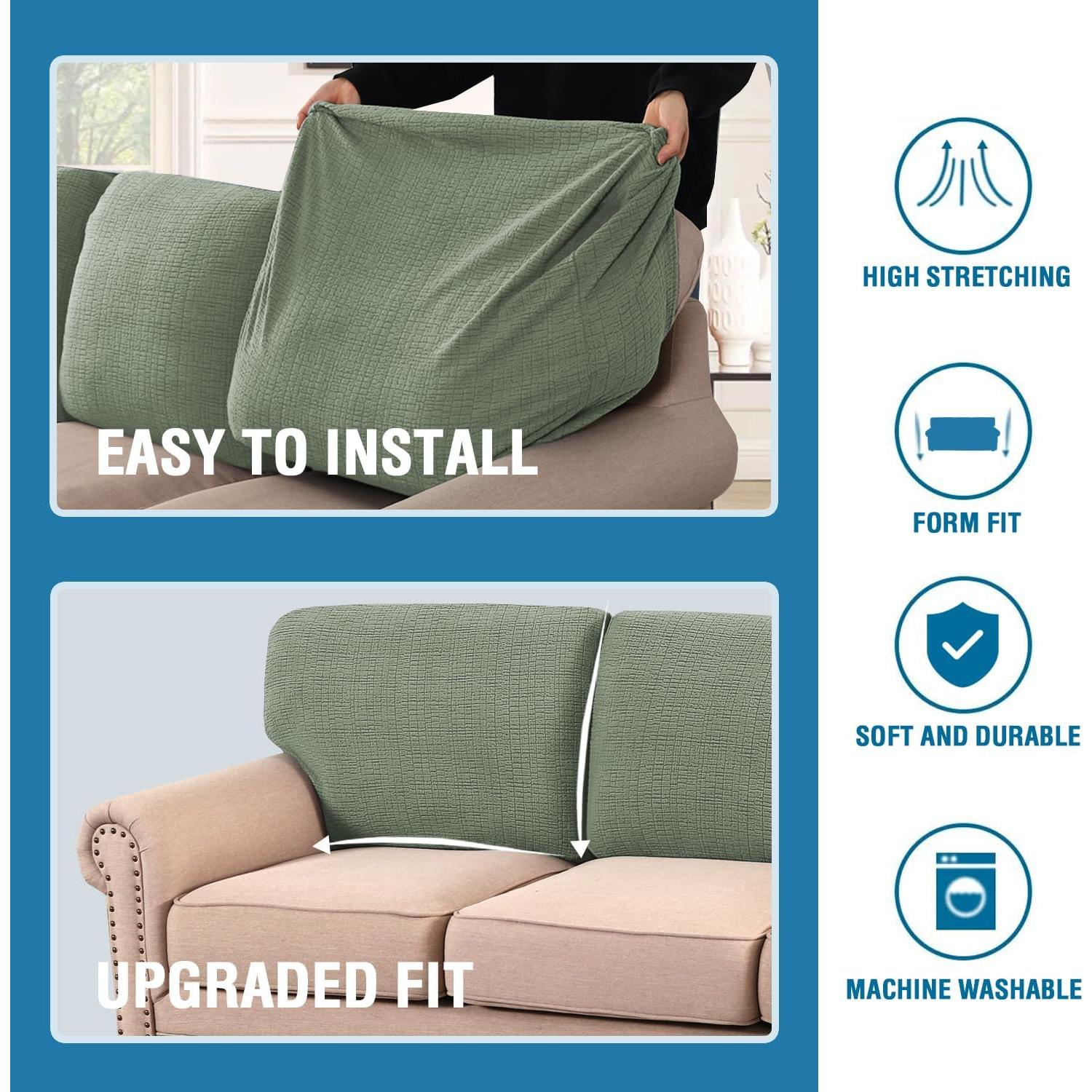 H.VERSAILTEX Funda Sofá 3 Piezas Jacquard Antideslizante