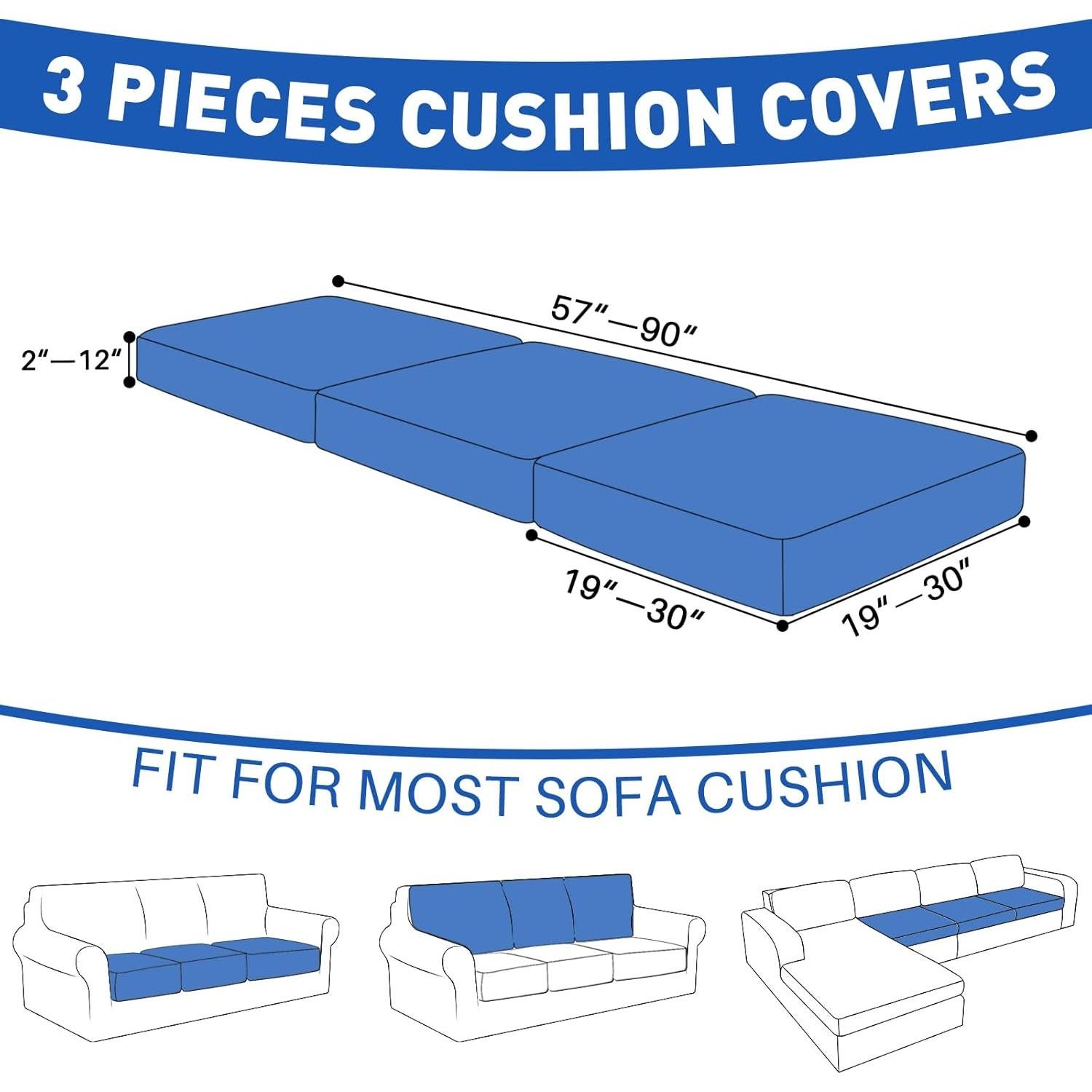 Fundas de Cojines Impermeables MAXIJIN 3 Piezas Gris