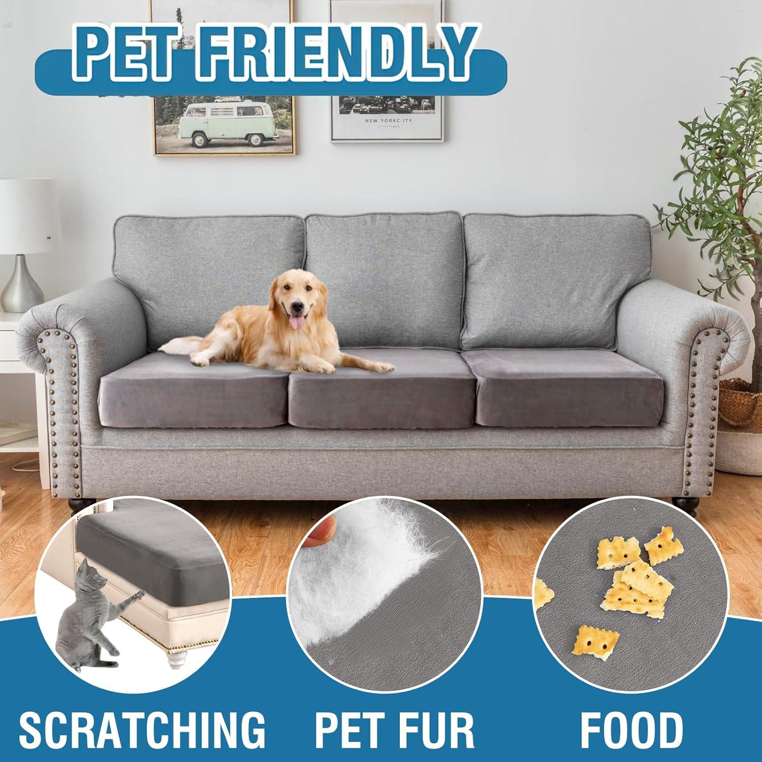 Funda de Cojín Sofá Taque 2 Piezas Terciopelo Gris