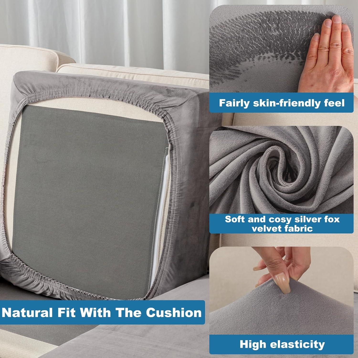 Funda de Cojín Sofá Taque 2 Piezas Terciopelo Gris