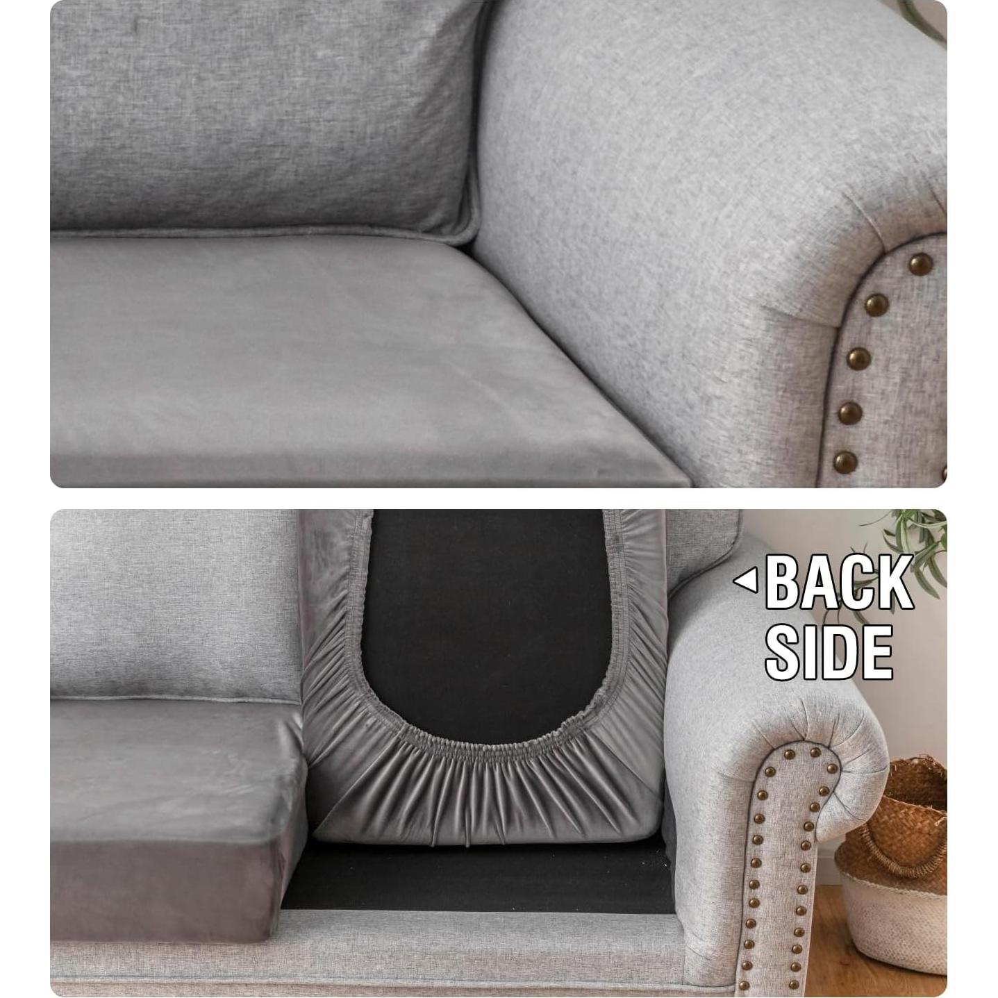 Funda de Cojín Sofá Taque 2 Piezas Terciopelo Gris