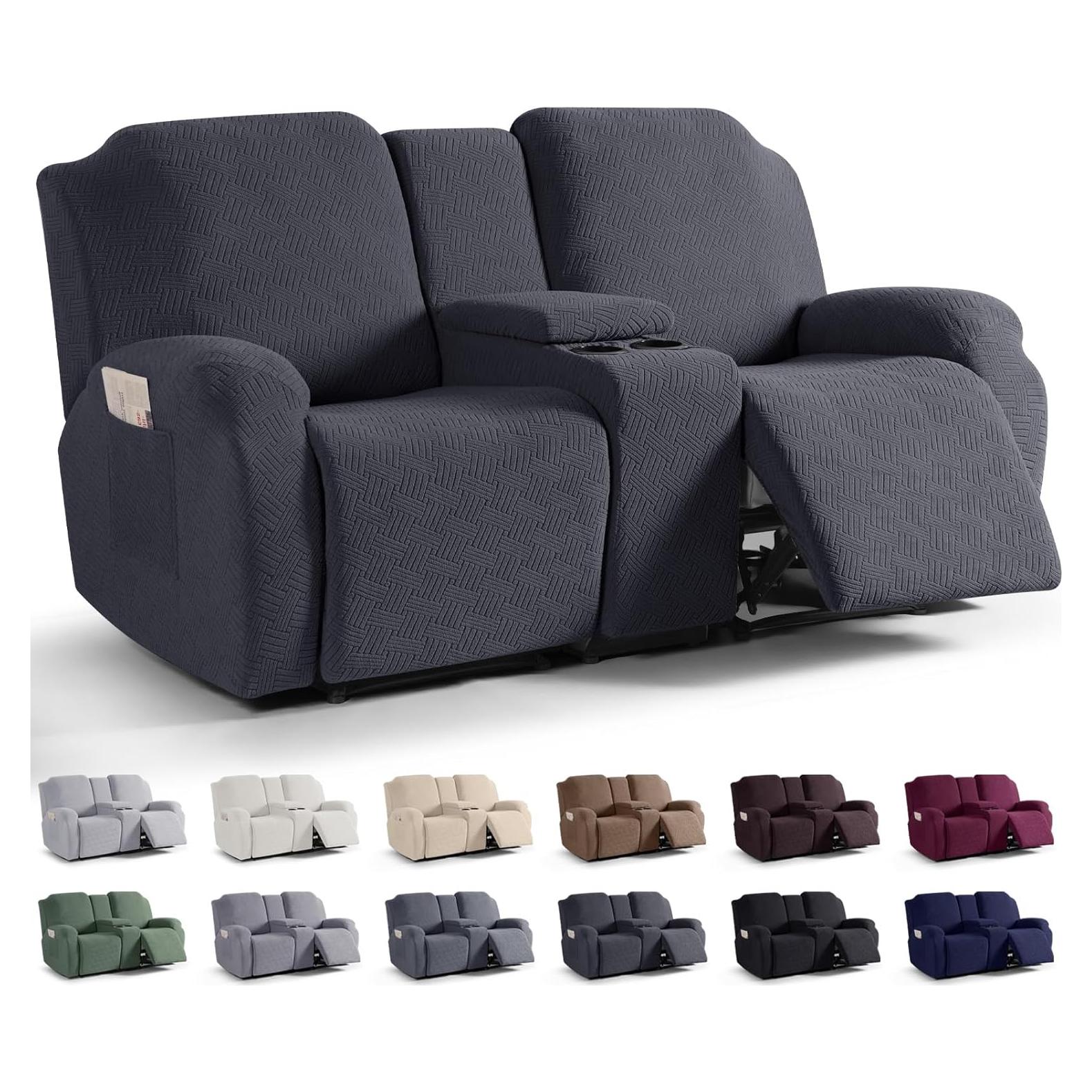 Funda para Loveseat Recliner KinCam 2 Asientos Gris Carbón