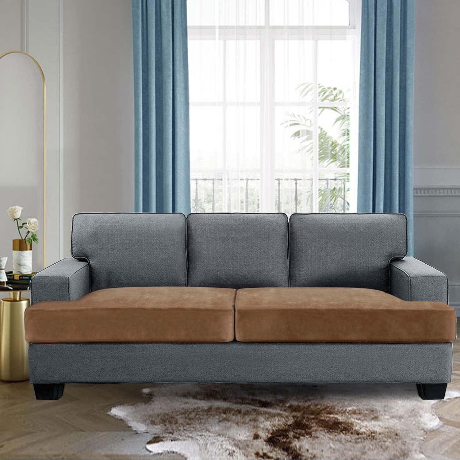 H.VERSAILTEX Fundas de Sofá Terciopelo 2 Piezas Camel