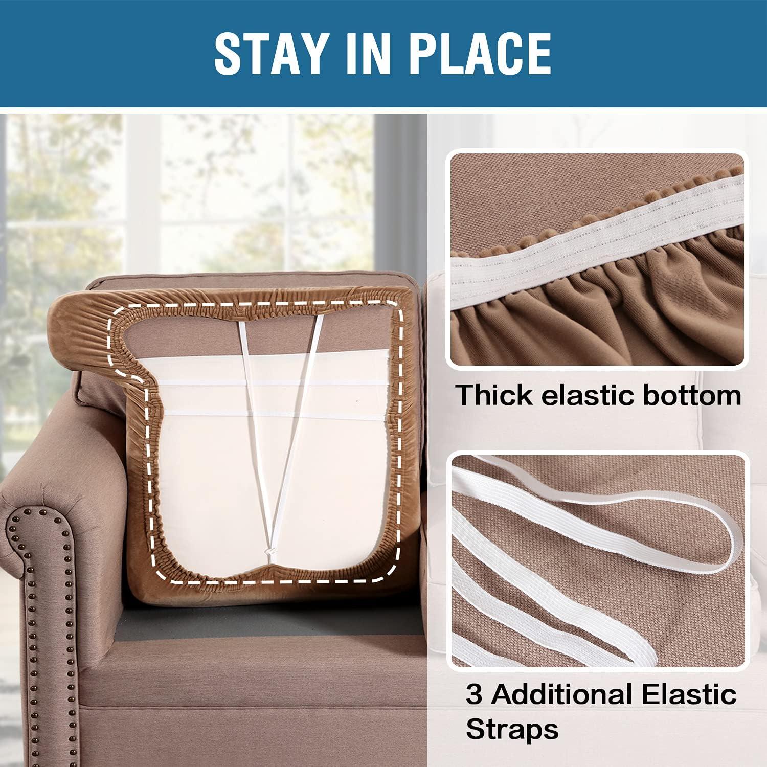 H.VERSAILTEX Fundas de Sofá Terciopelo 2 Piezas Camel