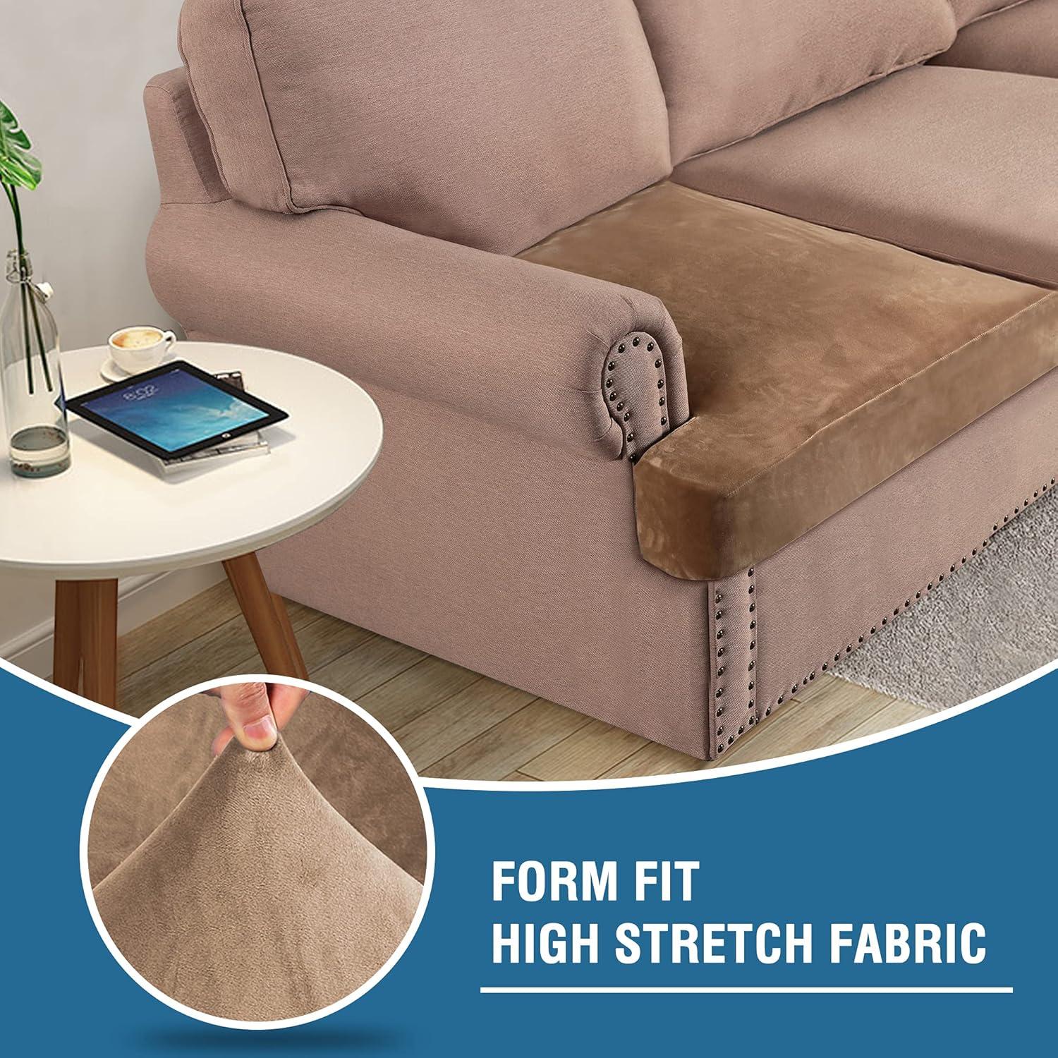 H.VERSAILTEX Fundas de Sofá Terciopelo 2 Piezas Camel