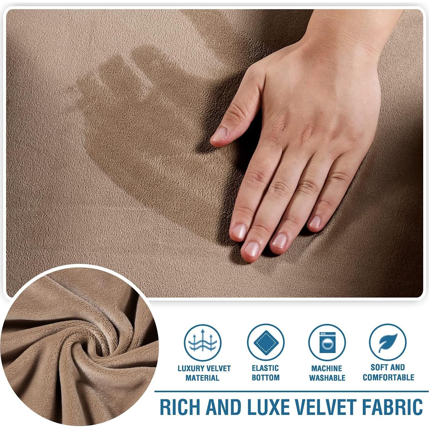 H.VERSAILTEX Fundas de Sofá Terciopelo 2 Piezas Camel