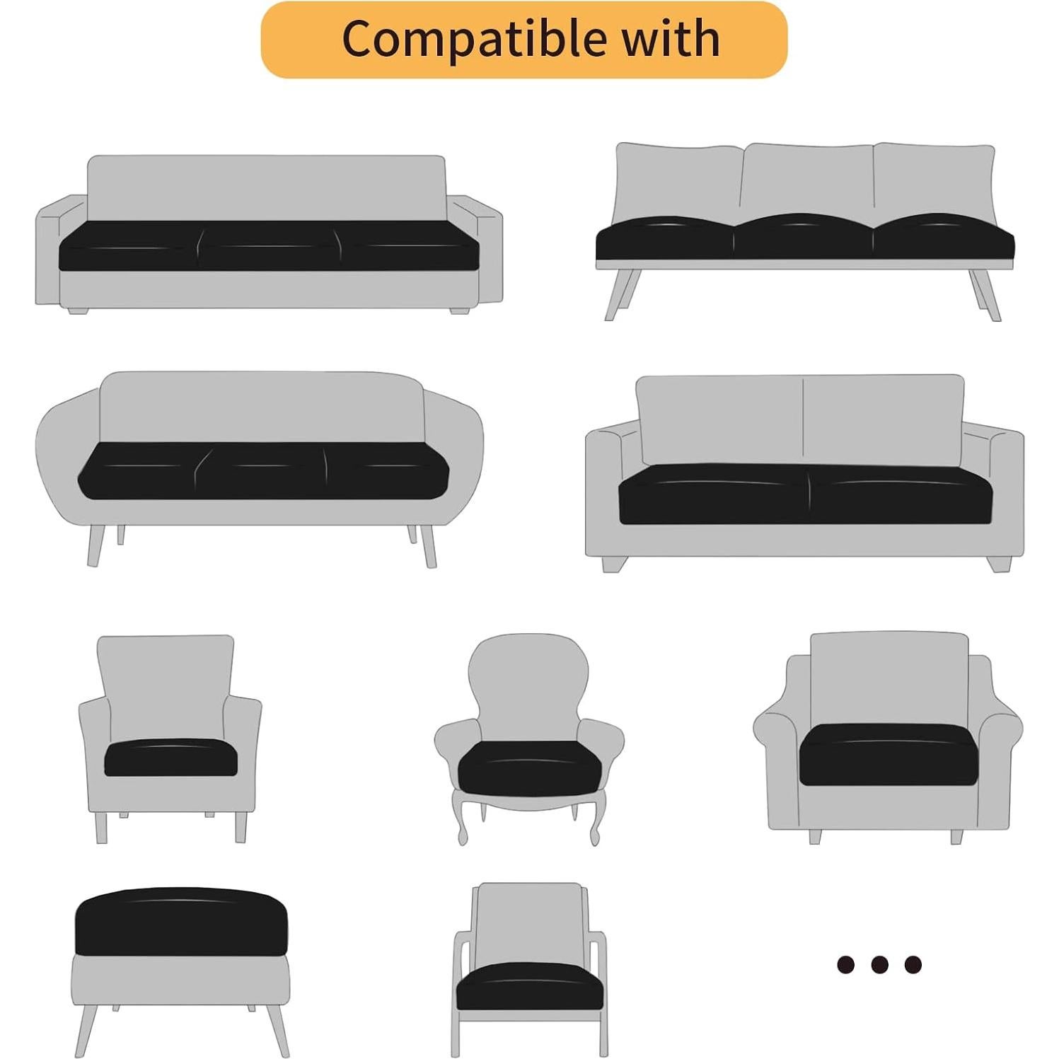 Funda de sofá elástica Fuloon cuero sintético negra 1 paquete