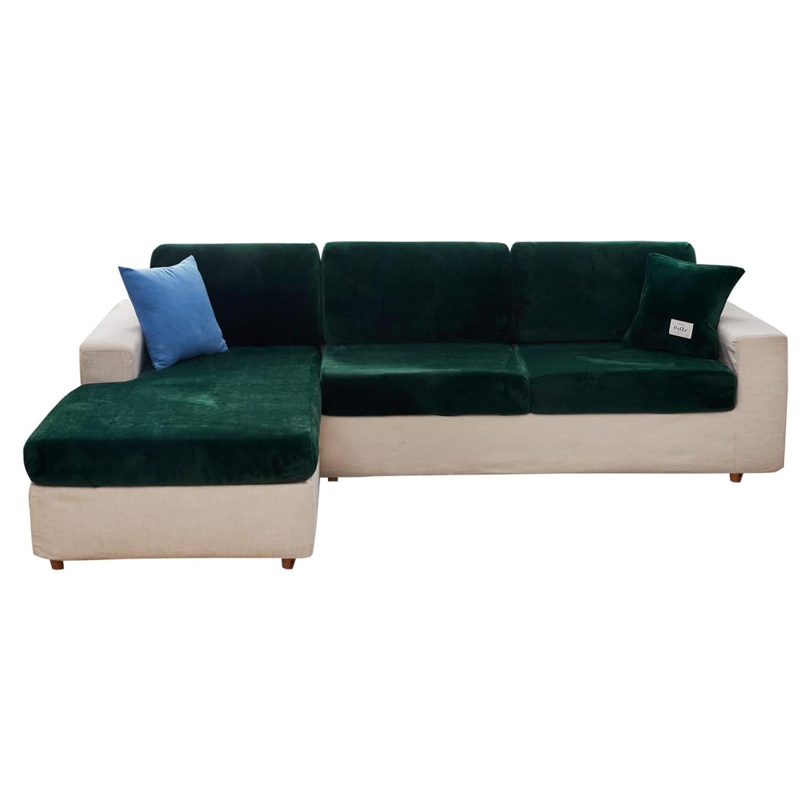 Funda de Sofá MIFXIN Terciopelo Verde Oscuro 1 Plaza