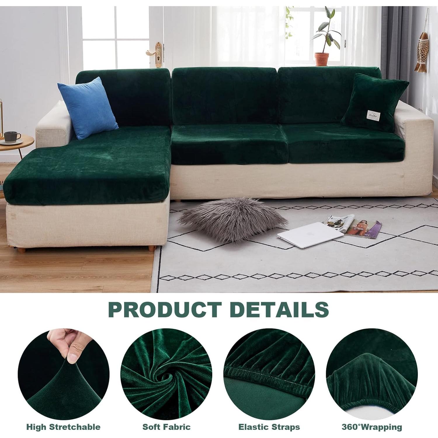 Funda de Sofá MIFXIN Terciopelo Verde Oscuro 1 Plaza