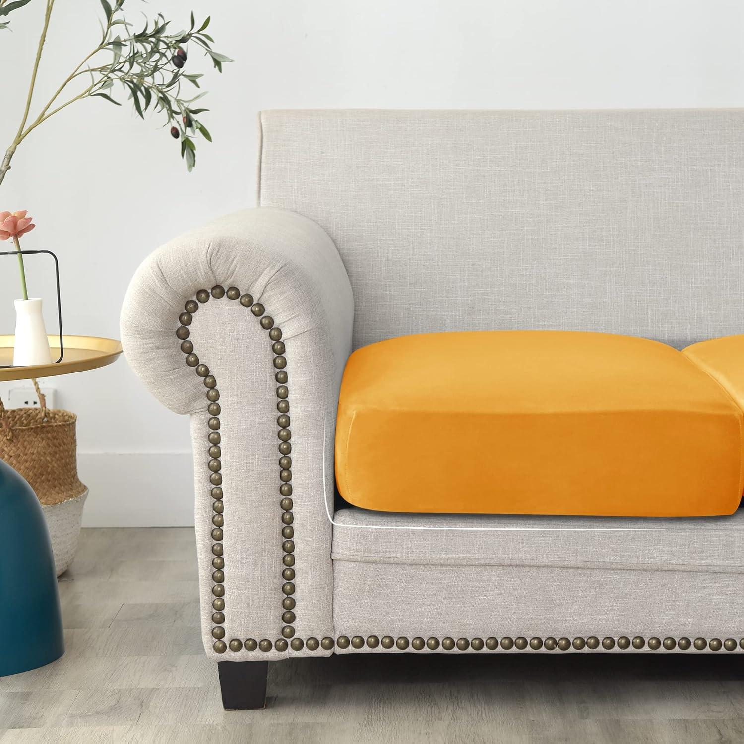 Funda de Cojín Terciopelo Acolchada CONRUSER Oro 3 Pzas